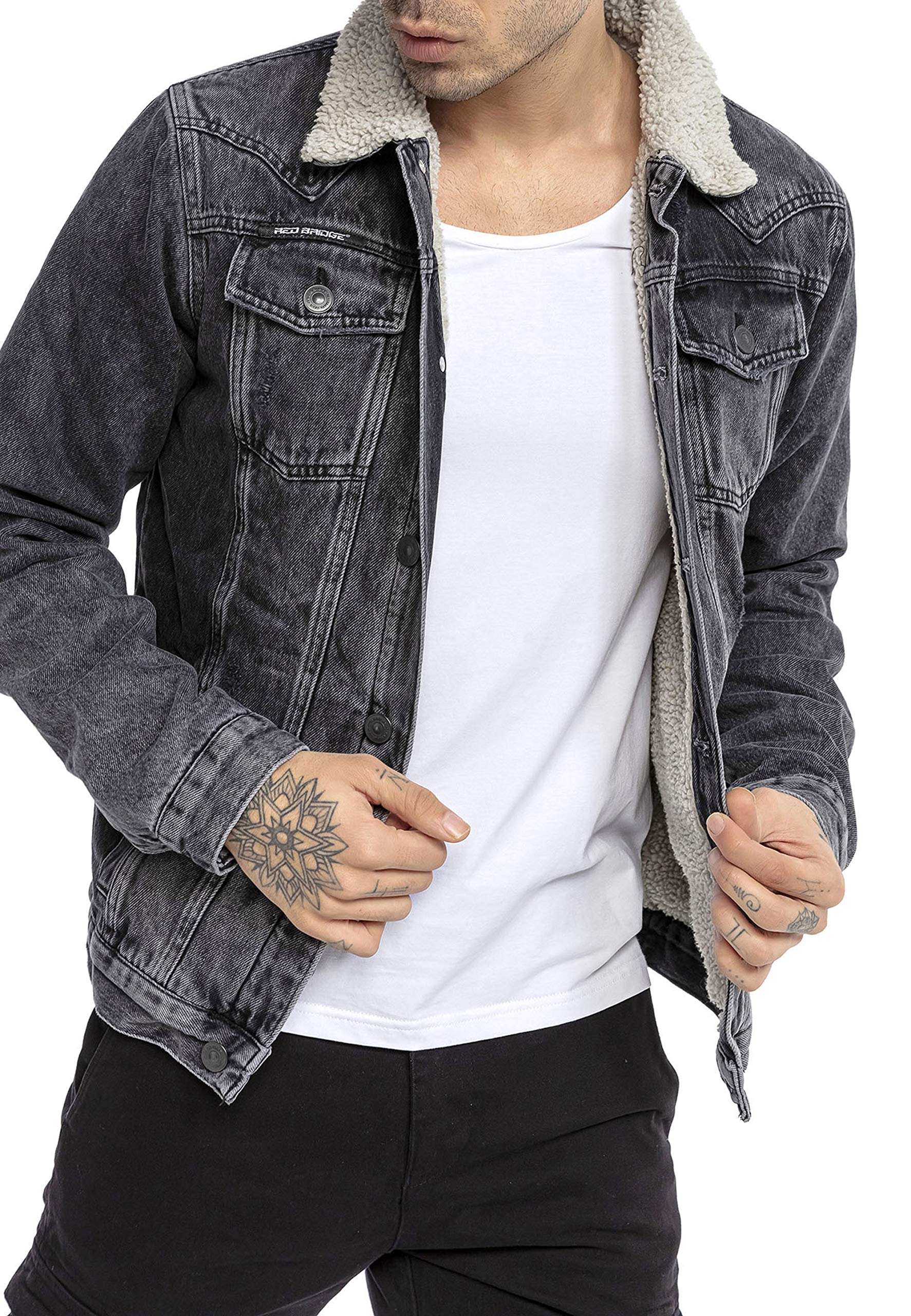 redbridge-jeansjacke-herren-denim-gef-ttert-schwarz-winter-bergangsjacke image 6
