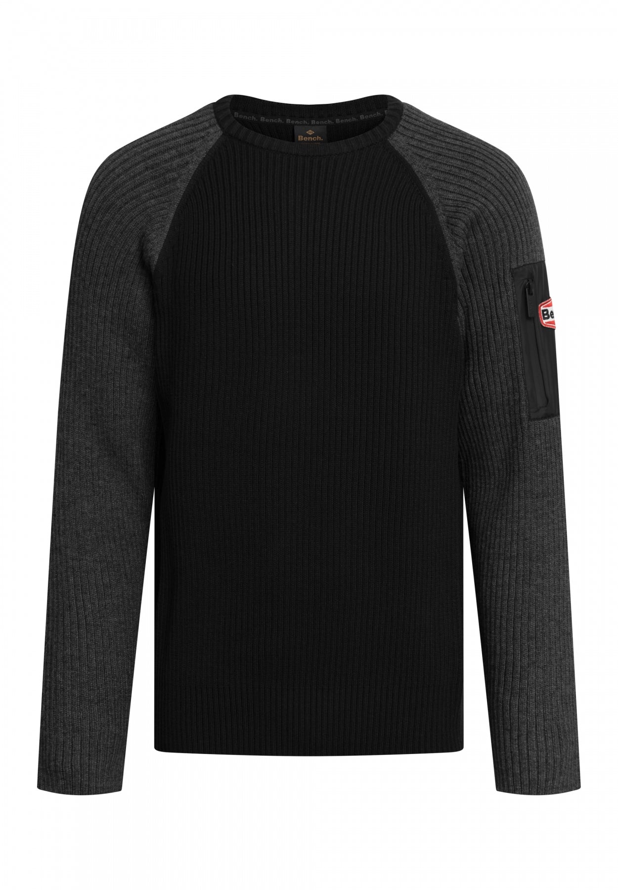 bench-hadlow-pullover-herren-grey-marl-rippstrick-rundhals image 1