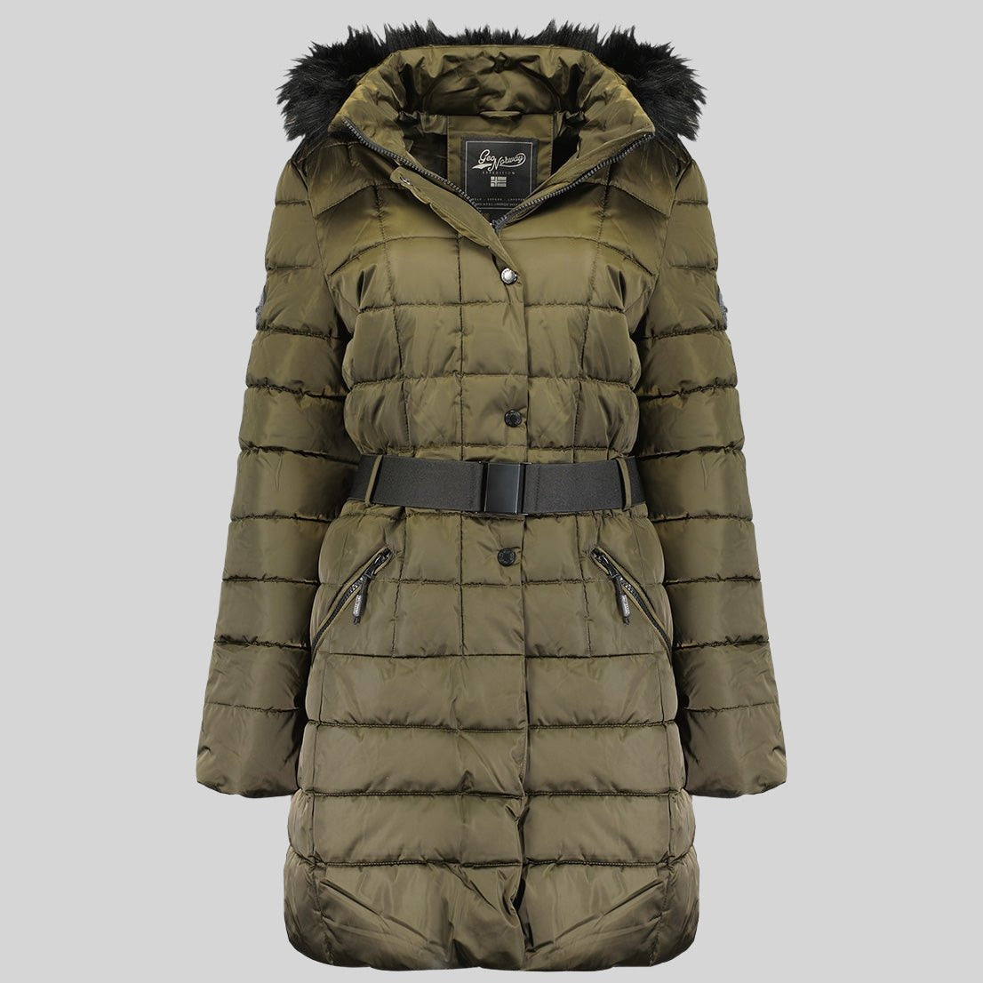 geographical-norway-anemone-damen-parka-winterjacke-kaki-fellkapuze image 3