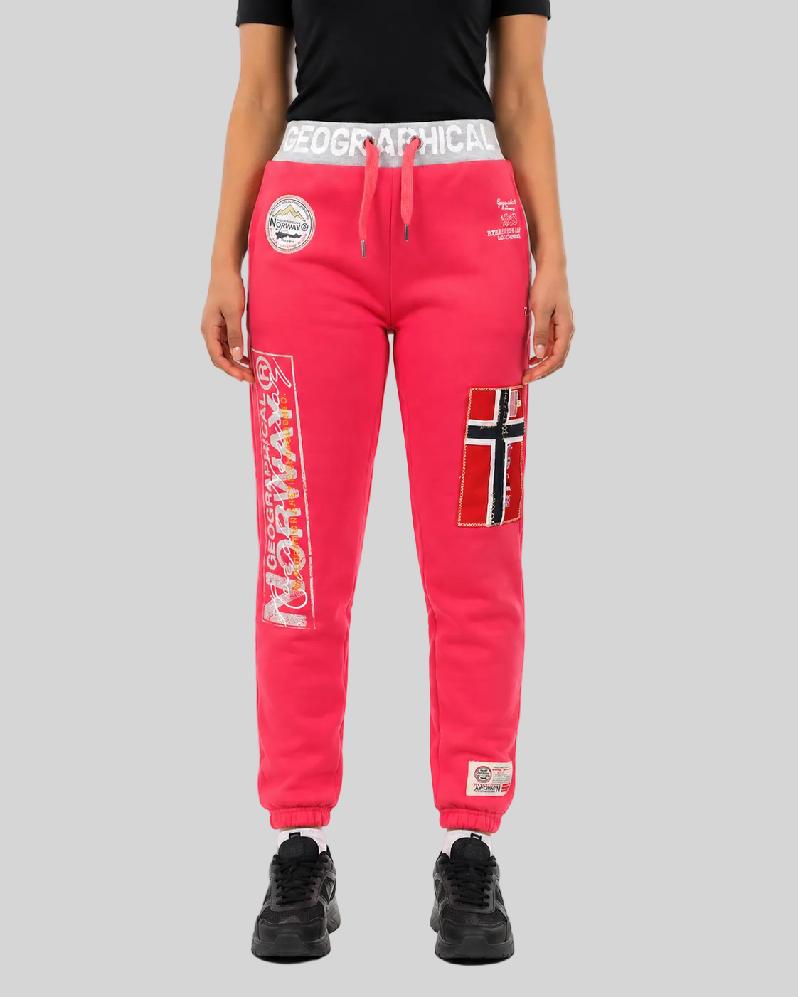 geographical-norway-myer-jogginghose-damen-schwarz-norway-print image 1