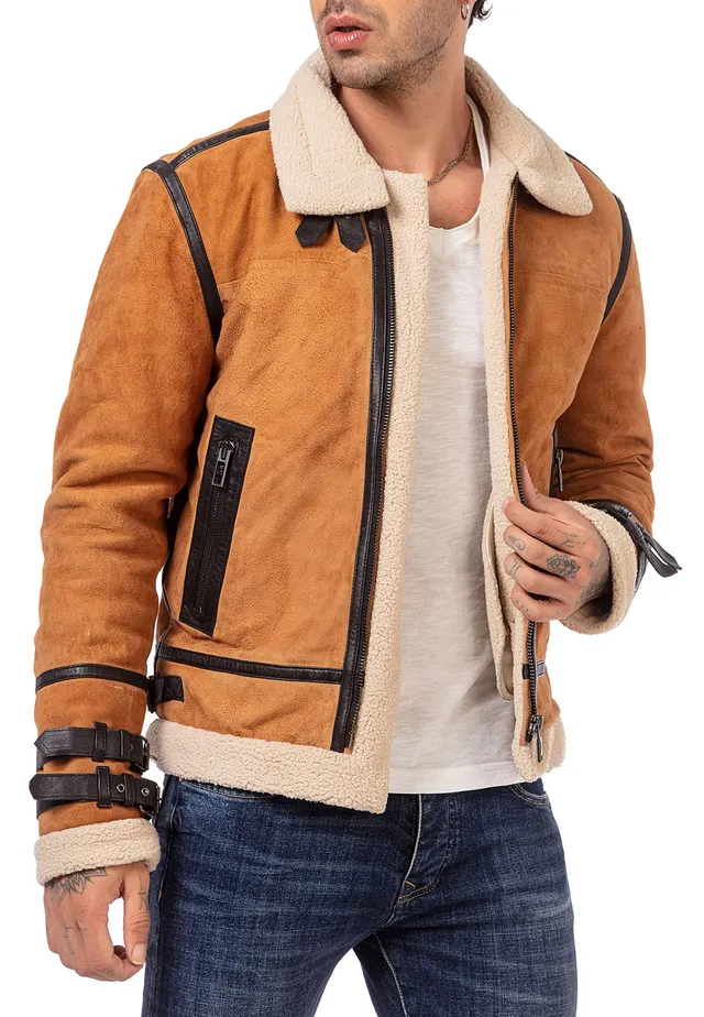 redbridge-fliegerjacke-herren-echtleder-winterjacke-kunstpelz-xl image 1