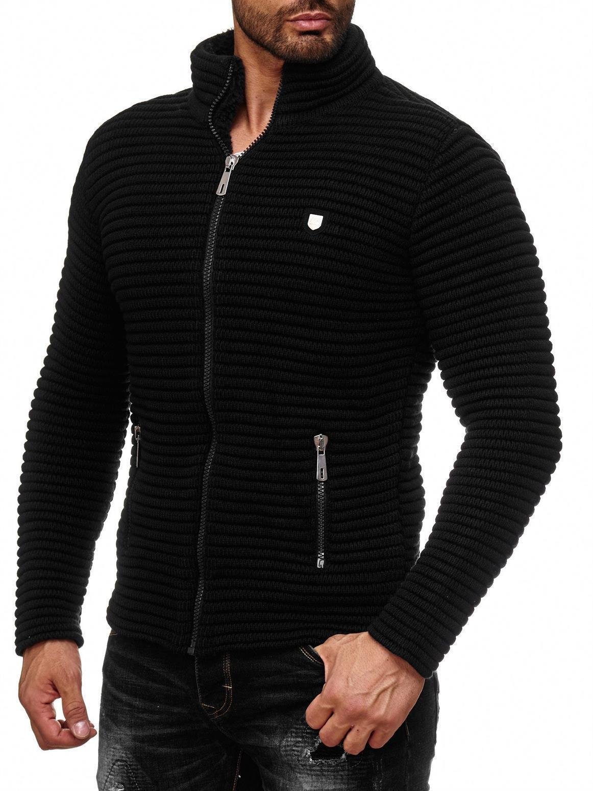 redbridge-m3631-strickjacke-grobstrick-herren-l-grau-kunstfellkragen image 3