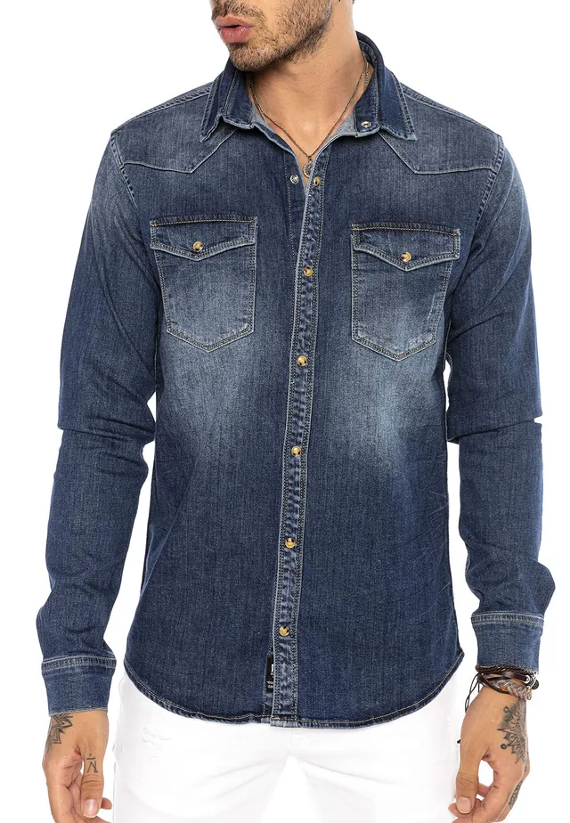 redbridge-premium-denim-jeanshemd-herren-langarm-regular image 1