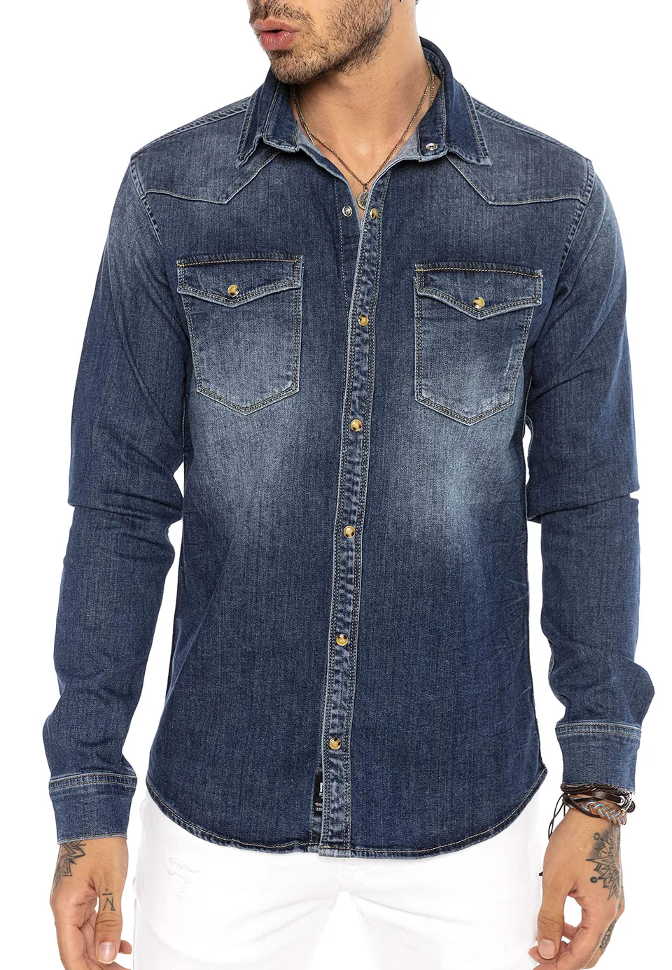 redbridge-premium-denim-jeanshemd-herren-langarm-regular image 1