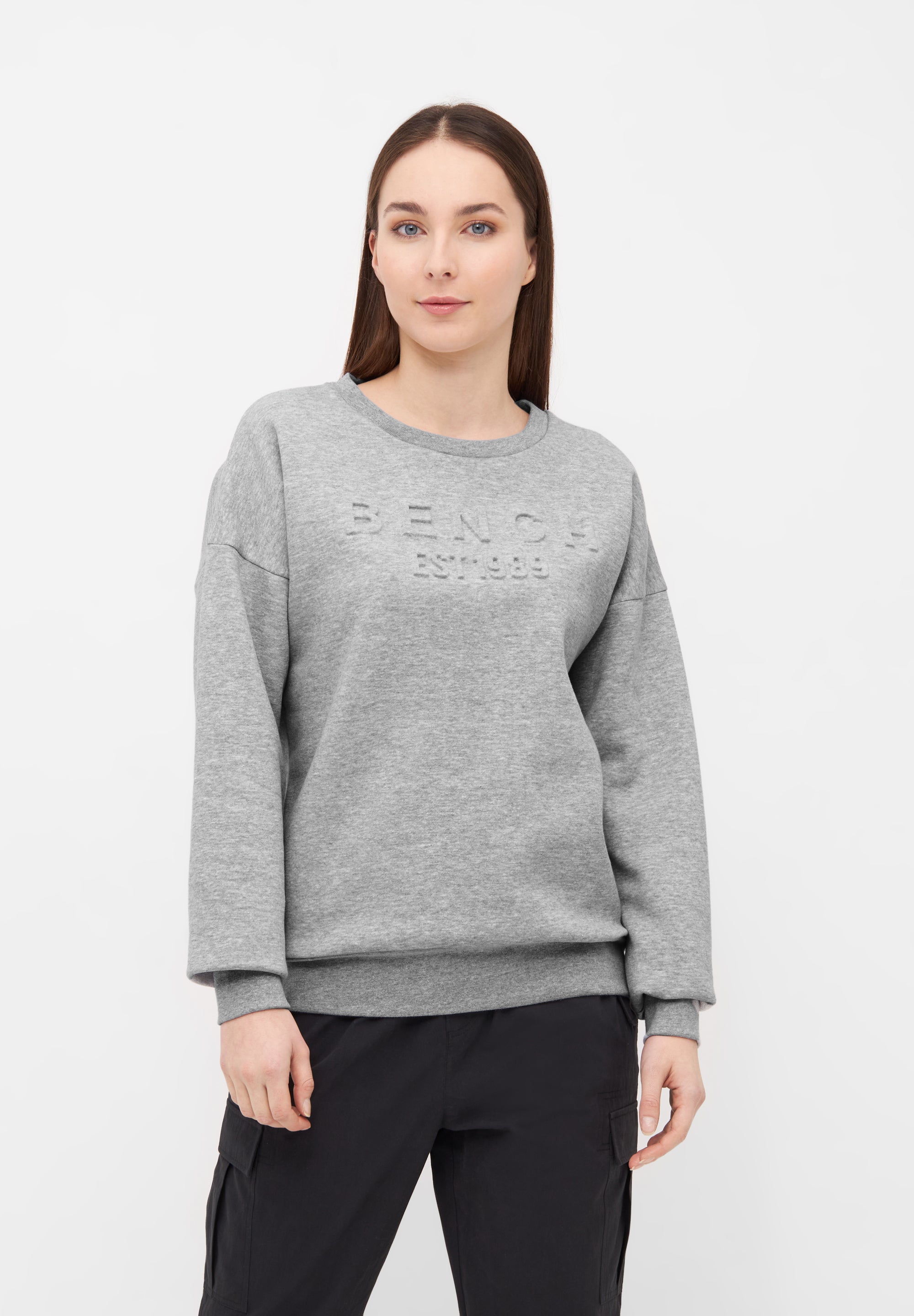 bench-avyanna-sweatshirt-damen-grey-marl-logo-print image 2