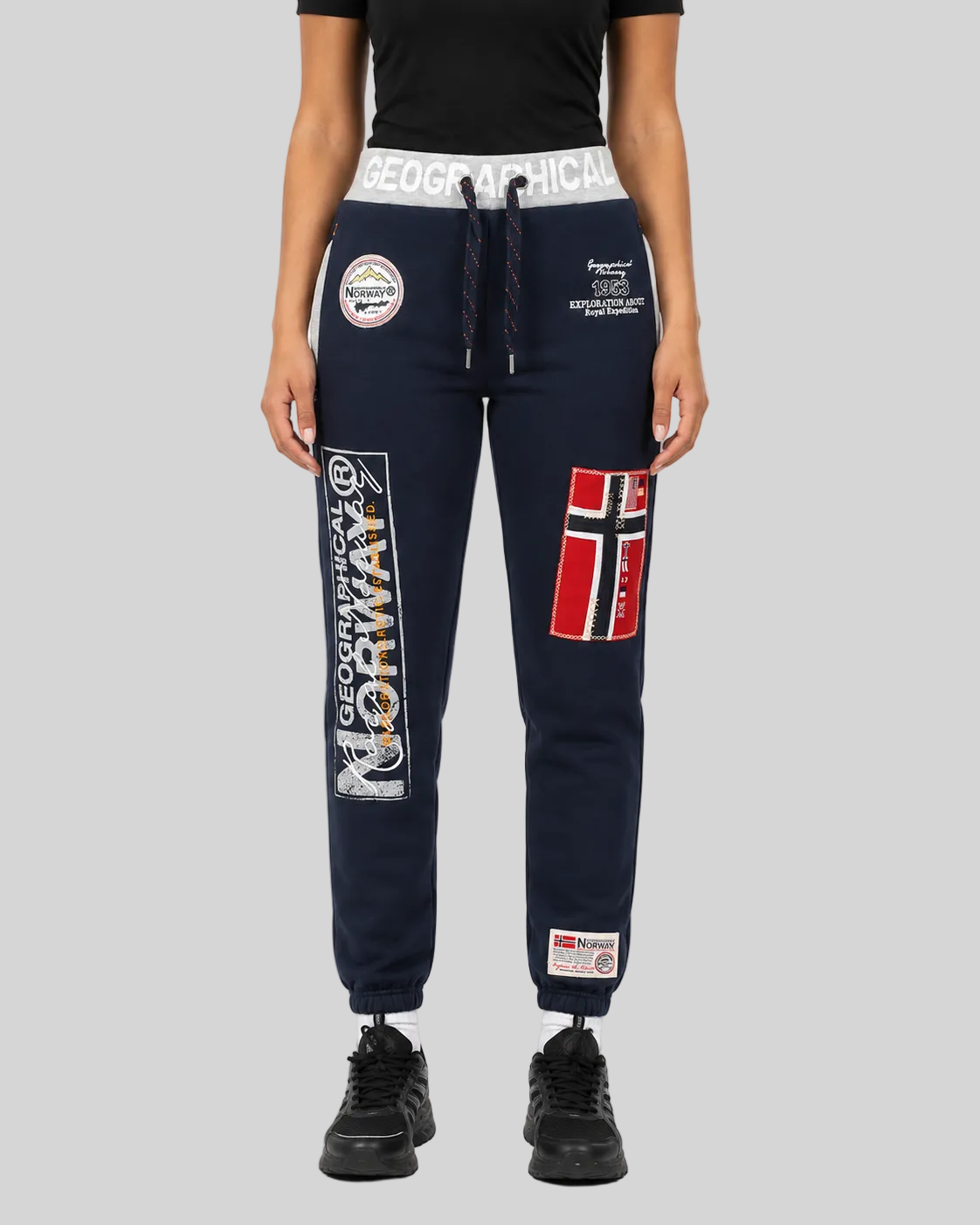 geographical-norway-myer-jogginghose-damen-schwarz-norway-print image 7
