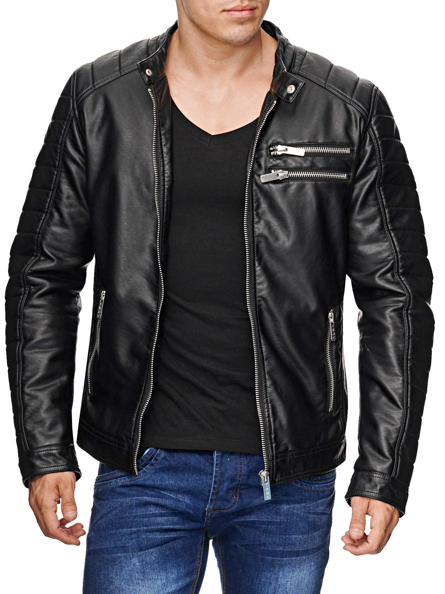redbridge-m6034-bikerjacke-kunstleder-herren-schwarz-gef-ttert image 3