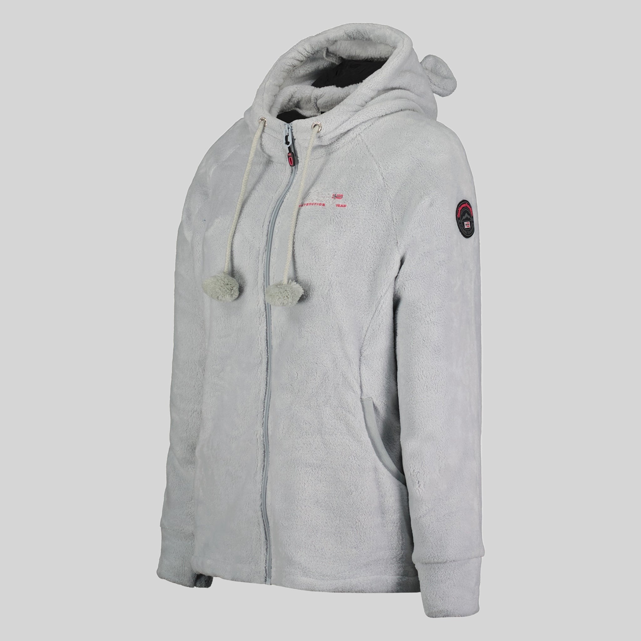 geographical-norway-tilda-damen-fleecejacke-hellgrau-mit-kapuze image 3