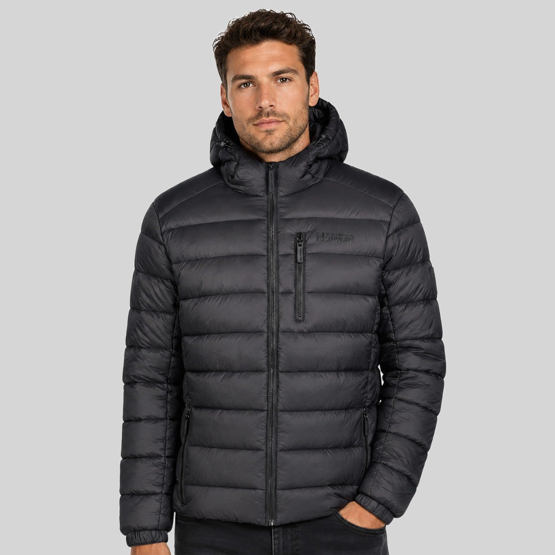geographical-norway-drapeau-herren-steppjacke-schwarz-schwarz-kapuze-leicht image 1