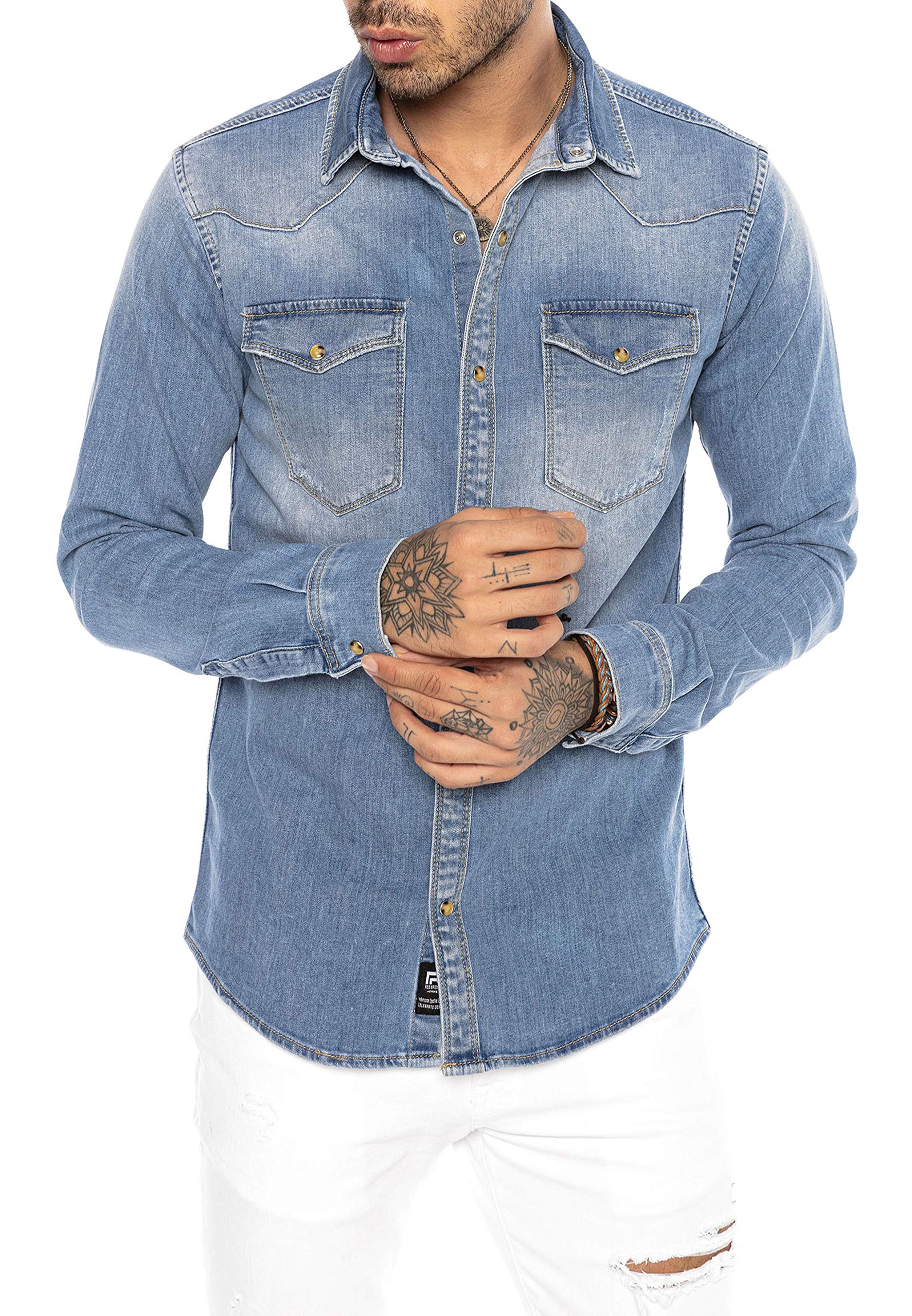 redbridge-premium-denim-jeanshemd-herren-langarm-casual image 1