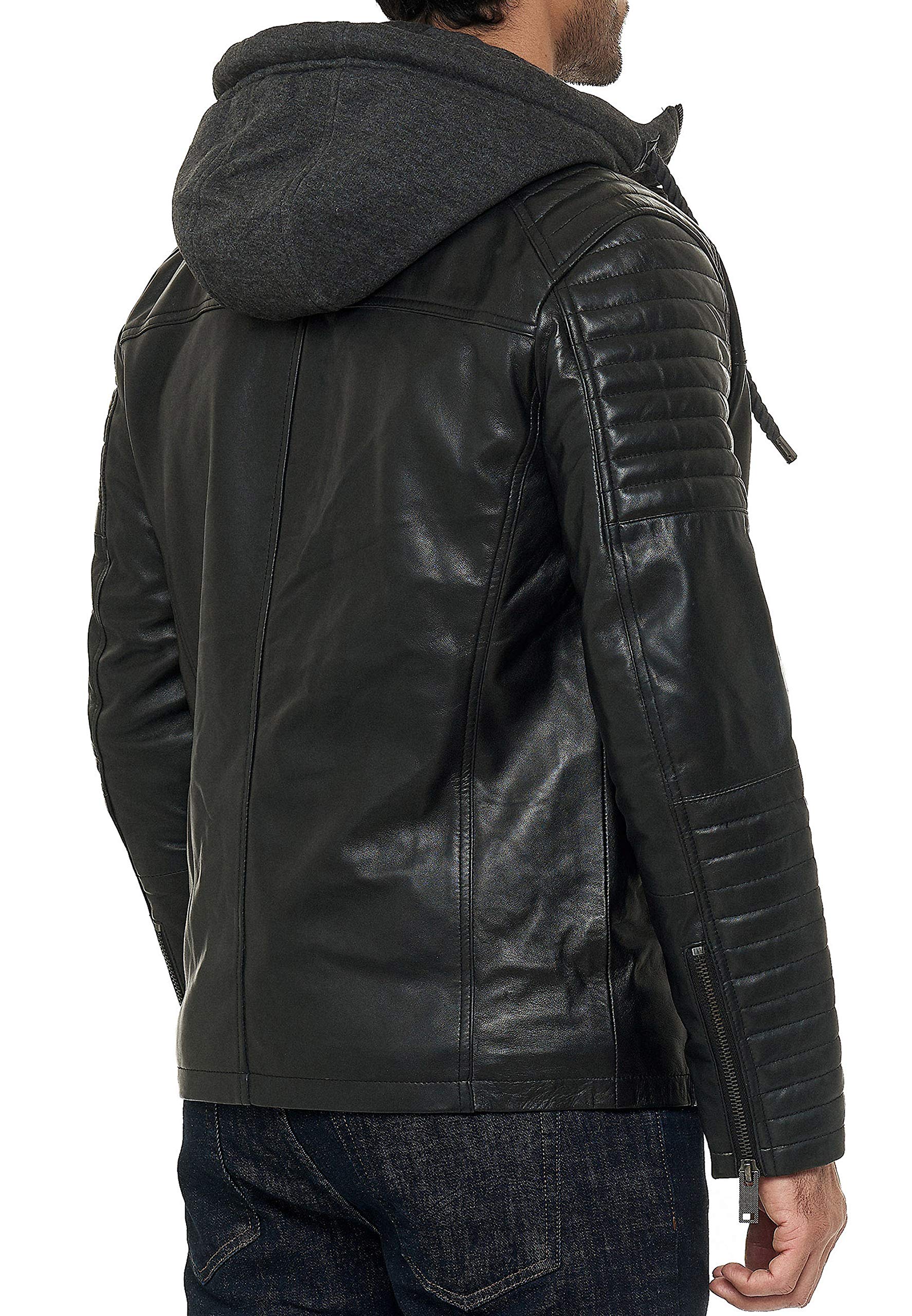 redbridge-lederjacke-herren-biker-echtleder-schwarz-mit-kapuze image 3
