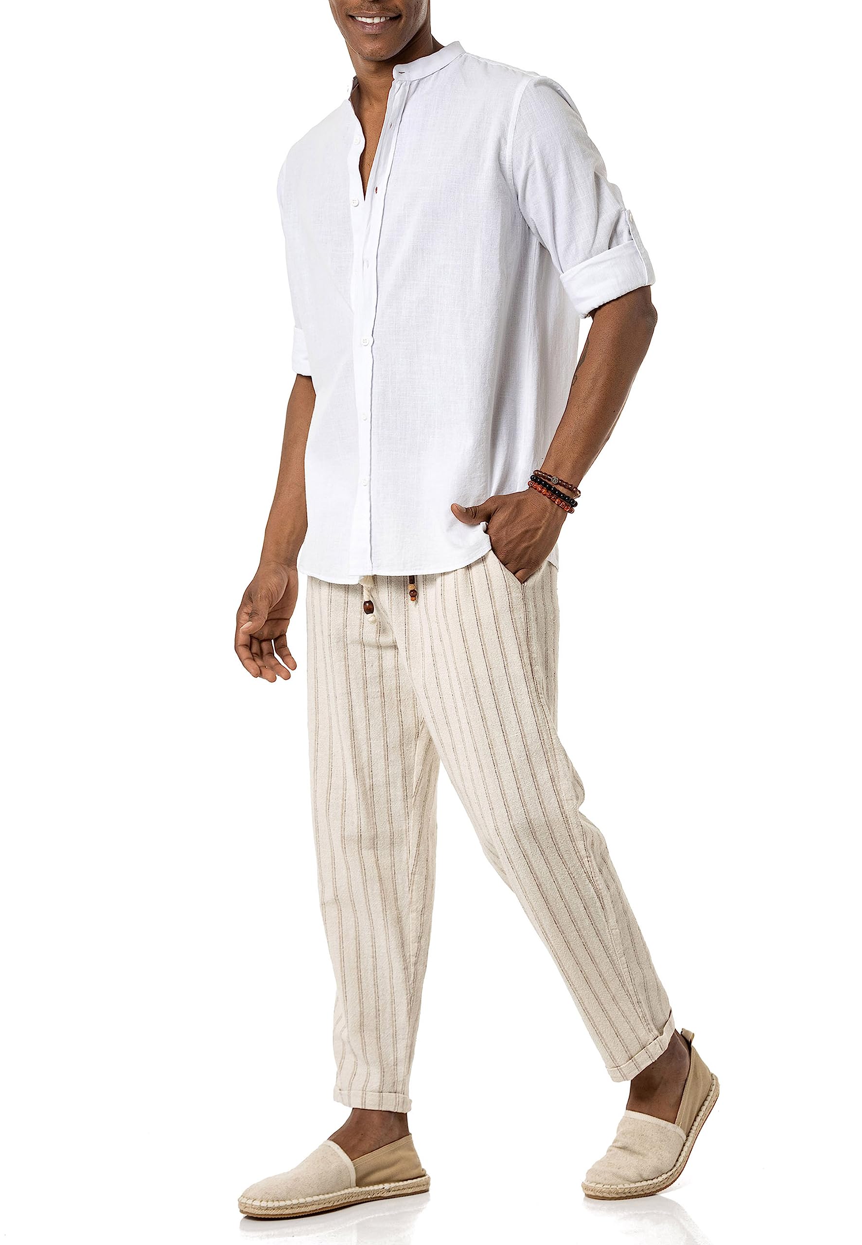 redbridge-leinenhose-herren-gestreift-holzperlen-sommerhose image 8