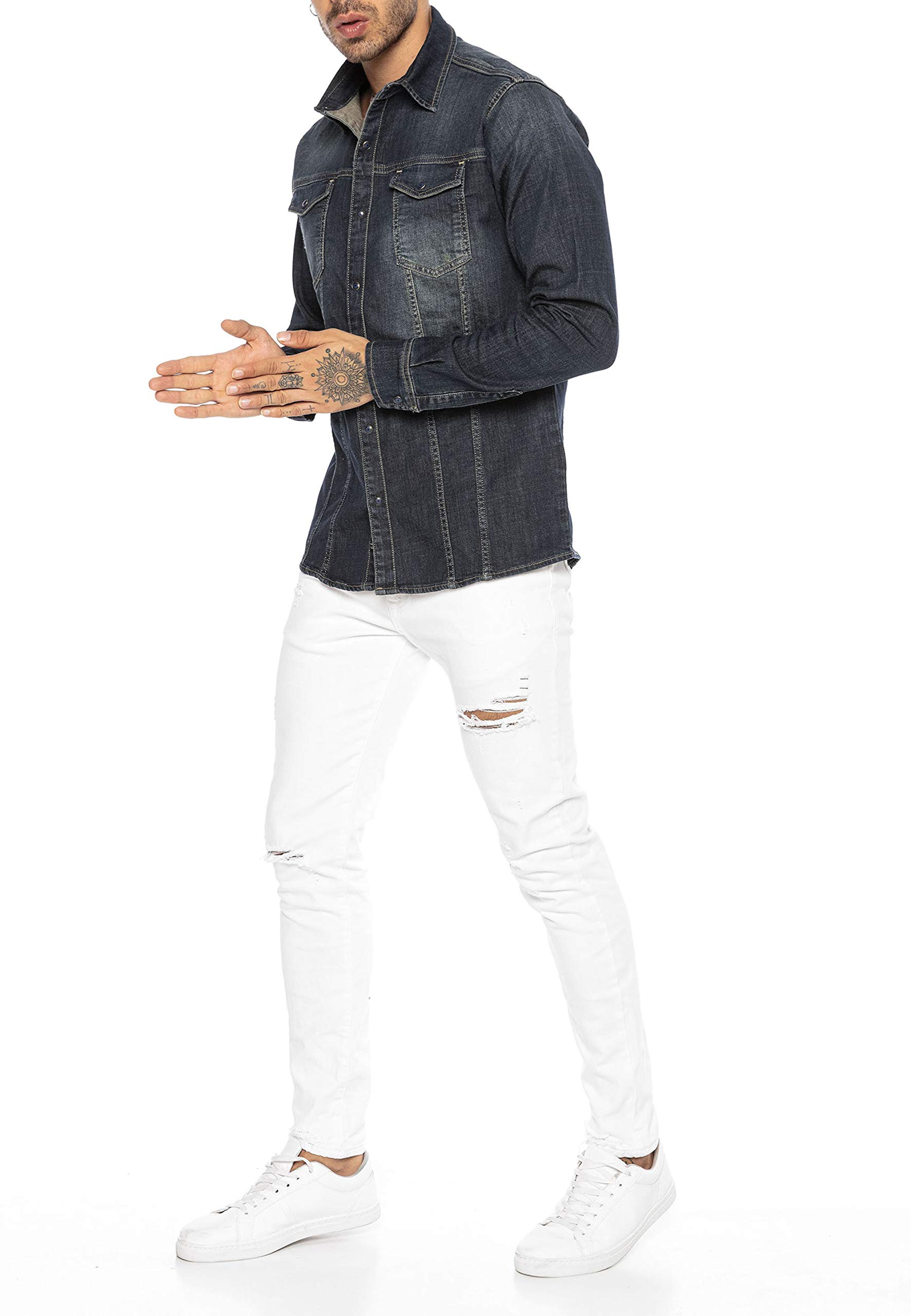 redbridge-premium-denim-jeanshemd-herren-m-blau image 3