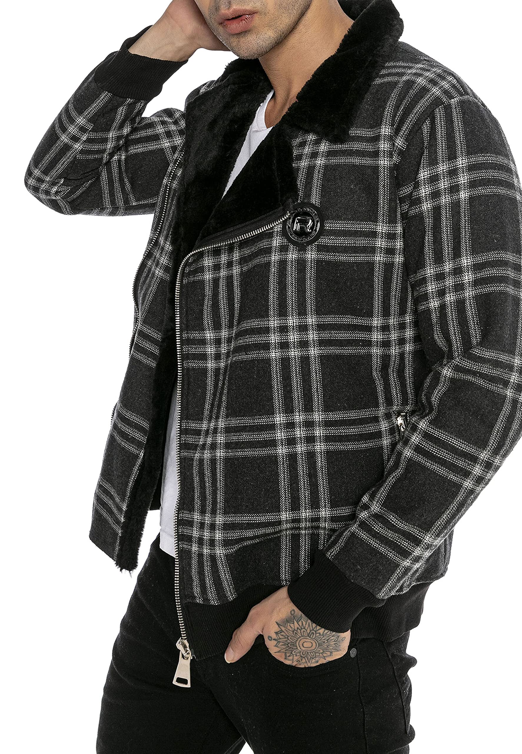 redbridge-m6123-karierte-herrenjacke-bergangsjacke-kunstfell image 5