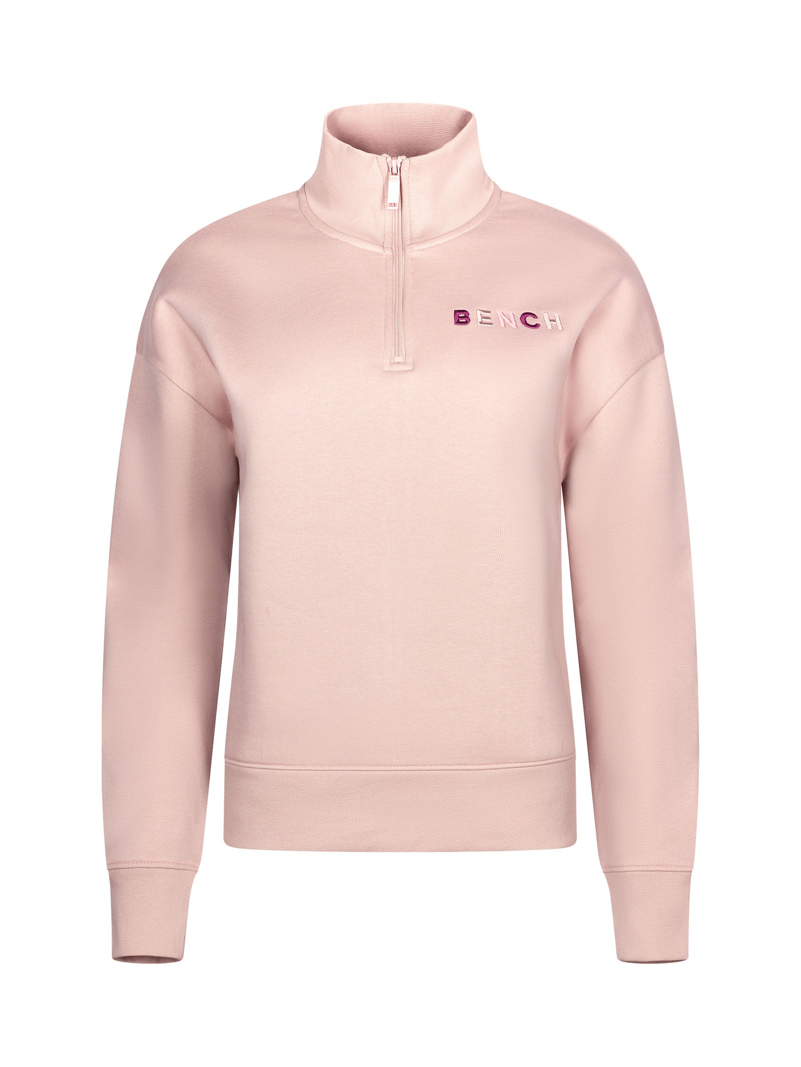bench-huntley-damen-halfzip-sweater-dusky-rose-logo image 1