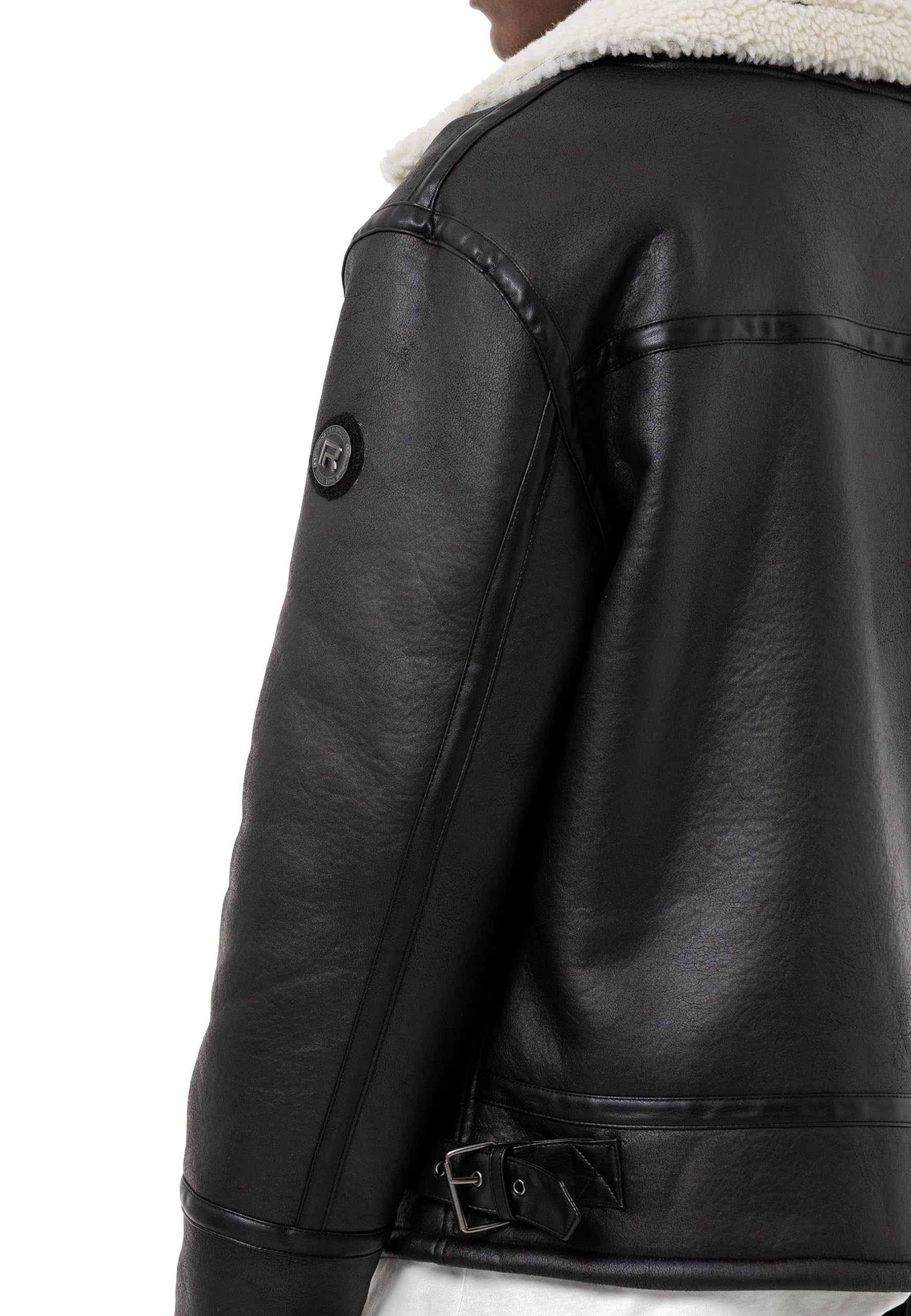 redbridge-balboa-fliegerjacke-kunstleder-herren-fellkragen image 7