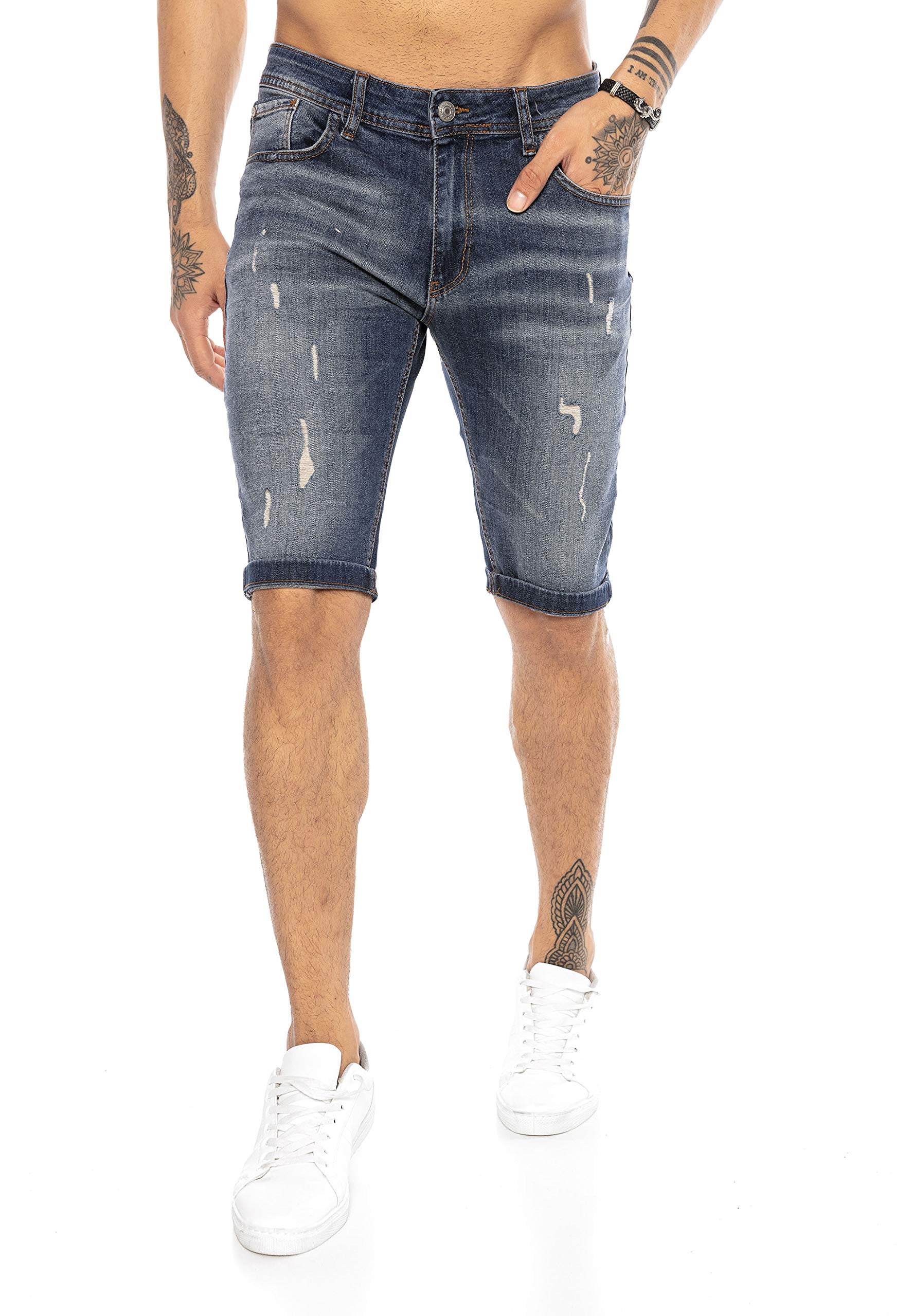 redbridge-shorts-jeans-shorts-denim-blau-28w-destroyed image 7