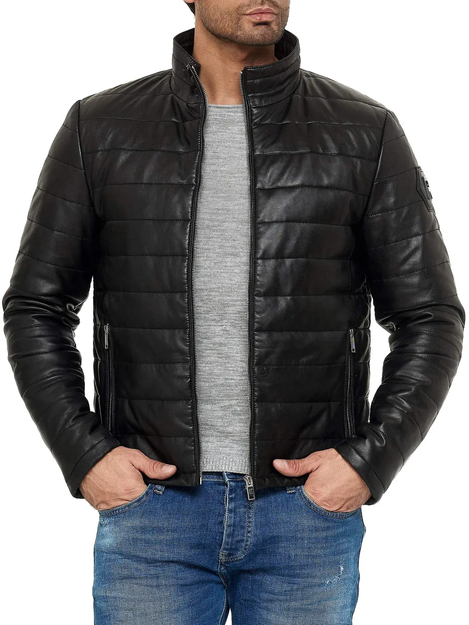 redbridge-lederjacke-herren-echtleder-stepp-schwarz image 1