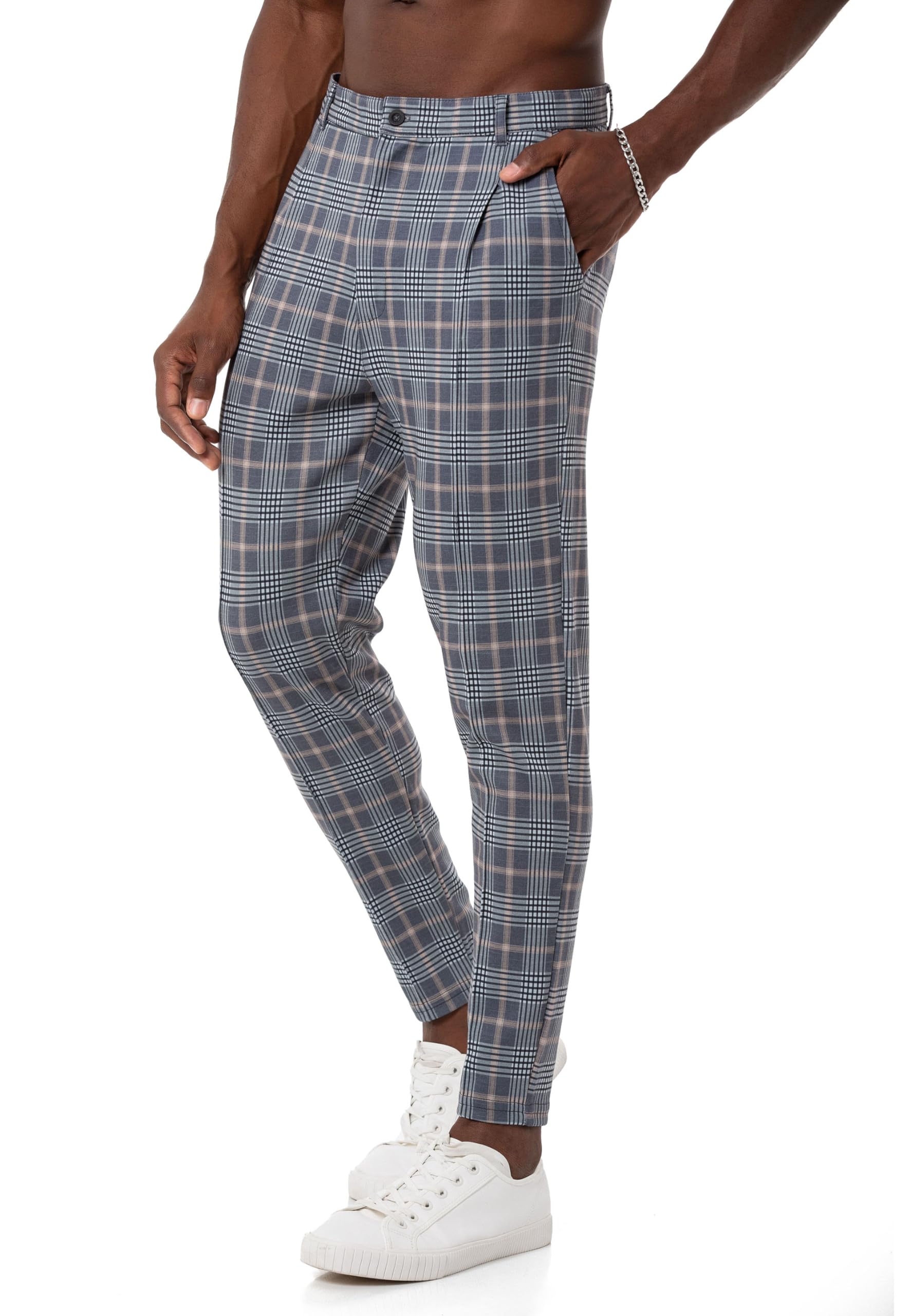 redbridge-hosen-chino-kariert-herren-jogg-pants-gummibund-casual image 1
