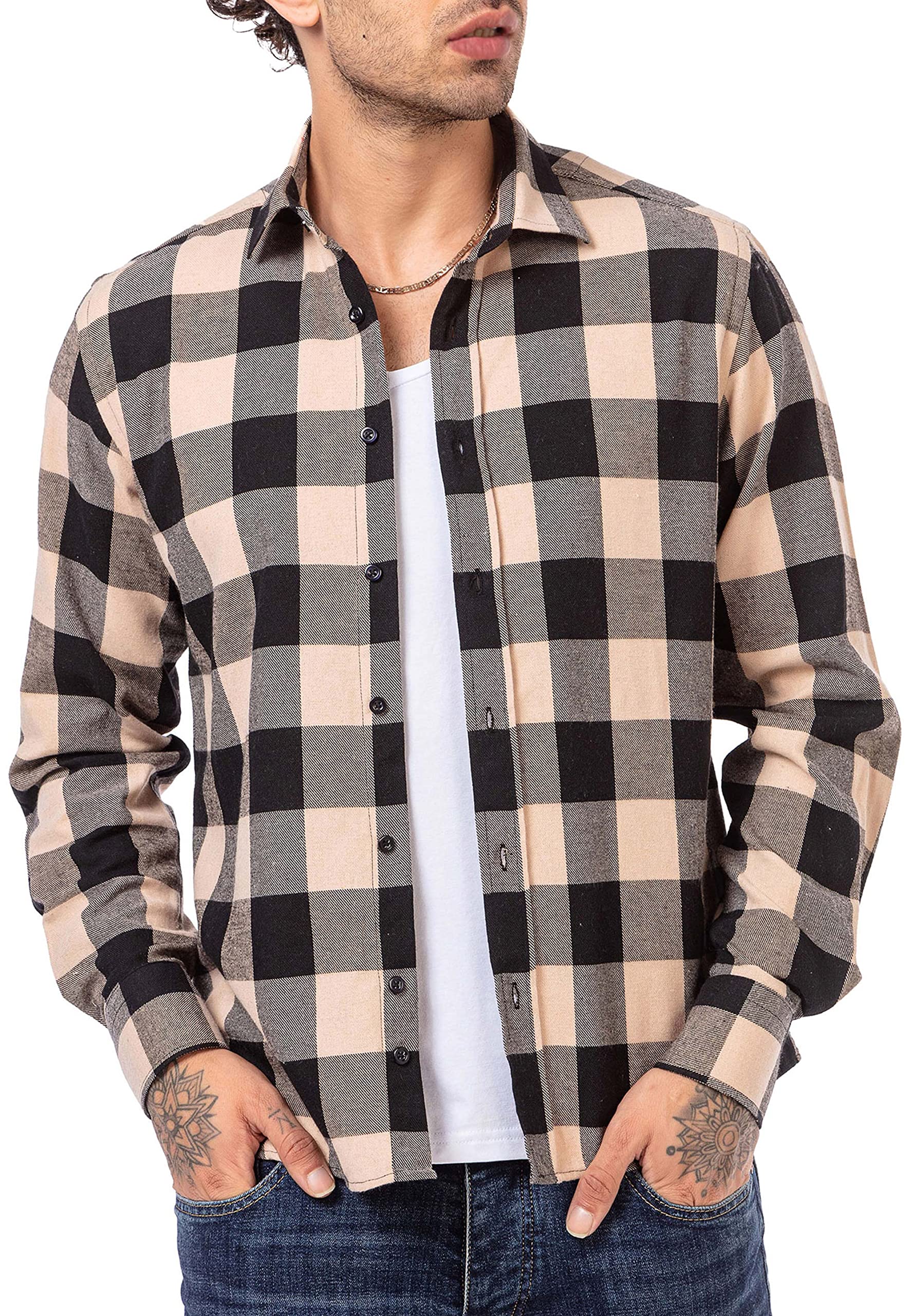 redbridge-hemd-herren-freizeithemd-kariert-beige-holzf-llerhemd image 1