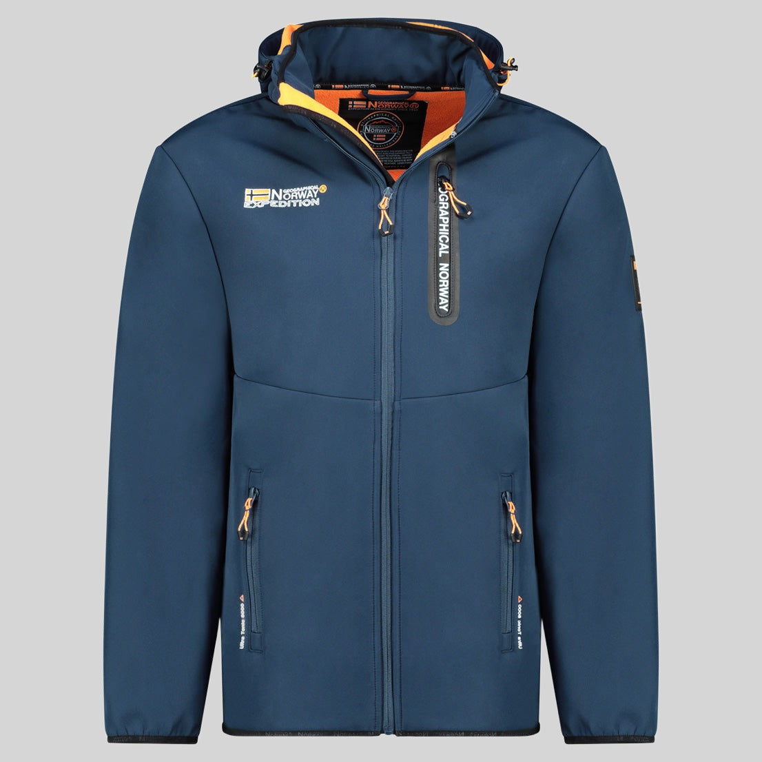 geographical-norway-toxique-herren-softshelljacke-marine-orange-kapuze image 2