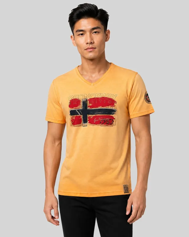 geographical-norway-joasis-t-shirt-herren-mit-v-ausschnitt-und-front-print-somme image 1