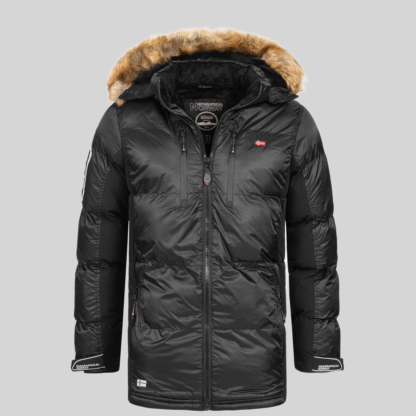 geographical-norway-danone-herren-parka-schwarz-winter-fellkapuze image 3