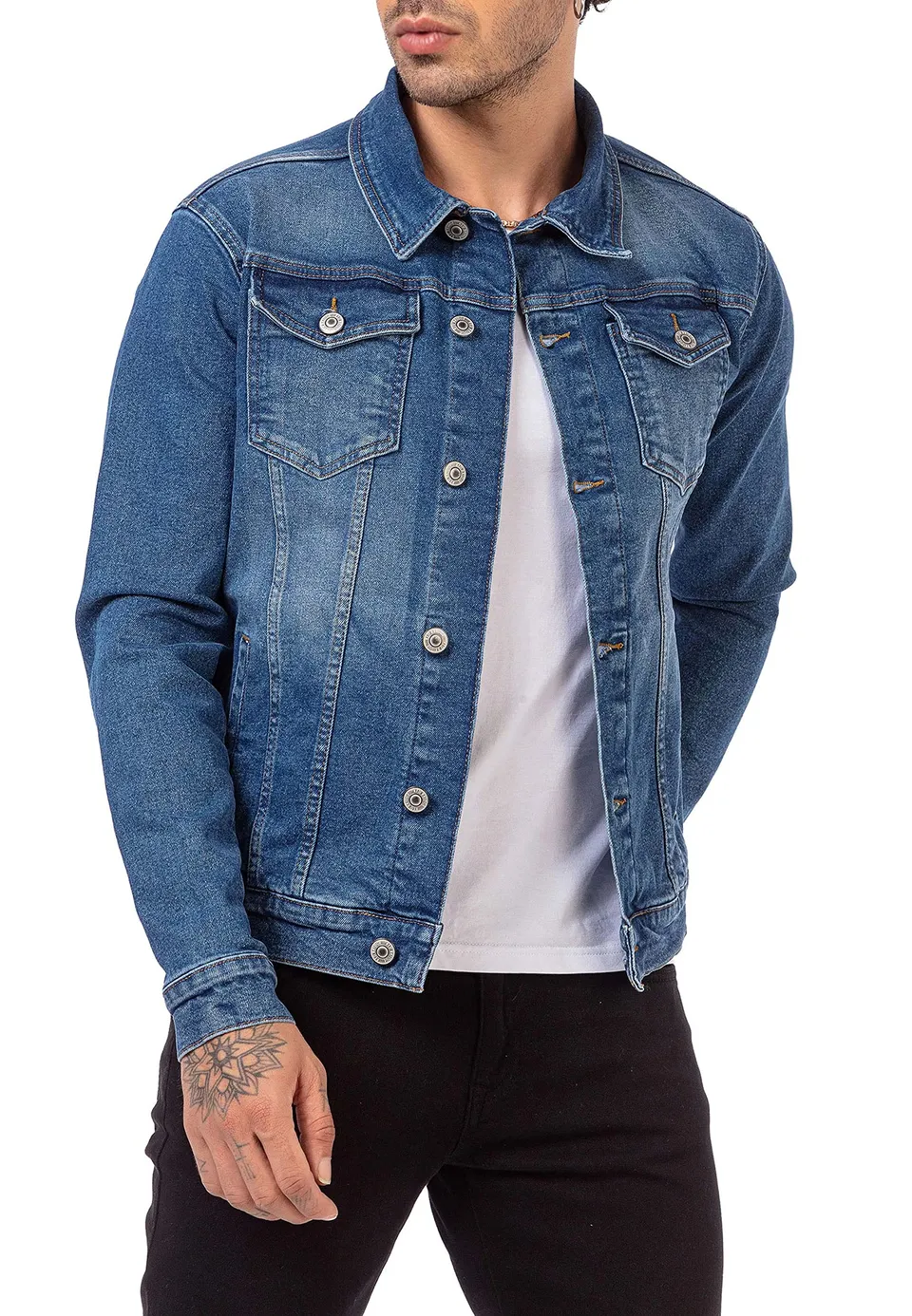 redbridge-jeansjacke-herren-denim-blau-knopfleiste-taschen image 1