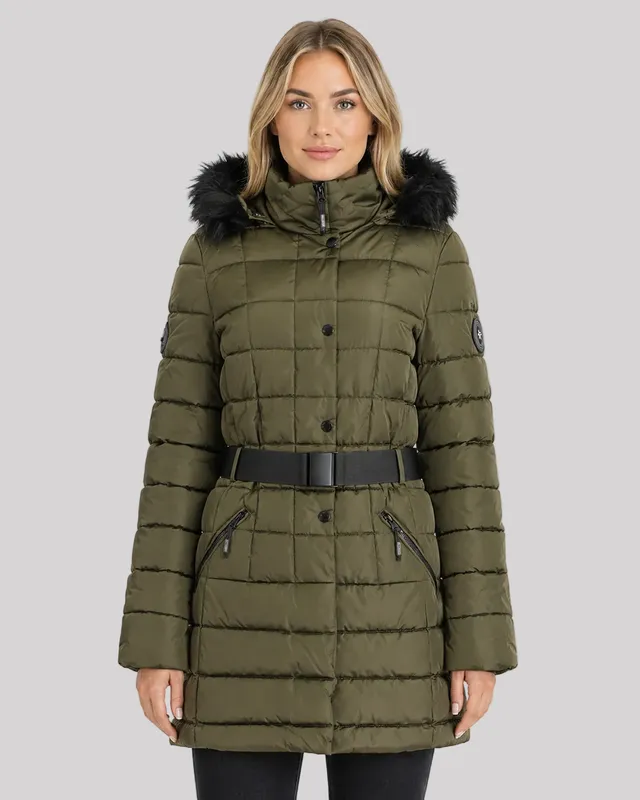 geographical-norway-anemone-damen-parka-winterjacke-kaki-fellkapuze image 1