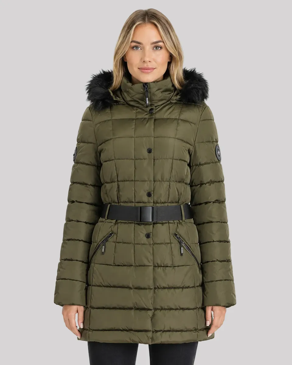 geographical-norway-anemone-damen-parka-winterjacke-kaki-fellkapuze image 1