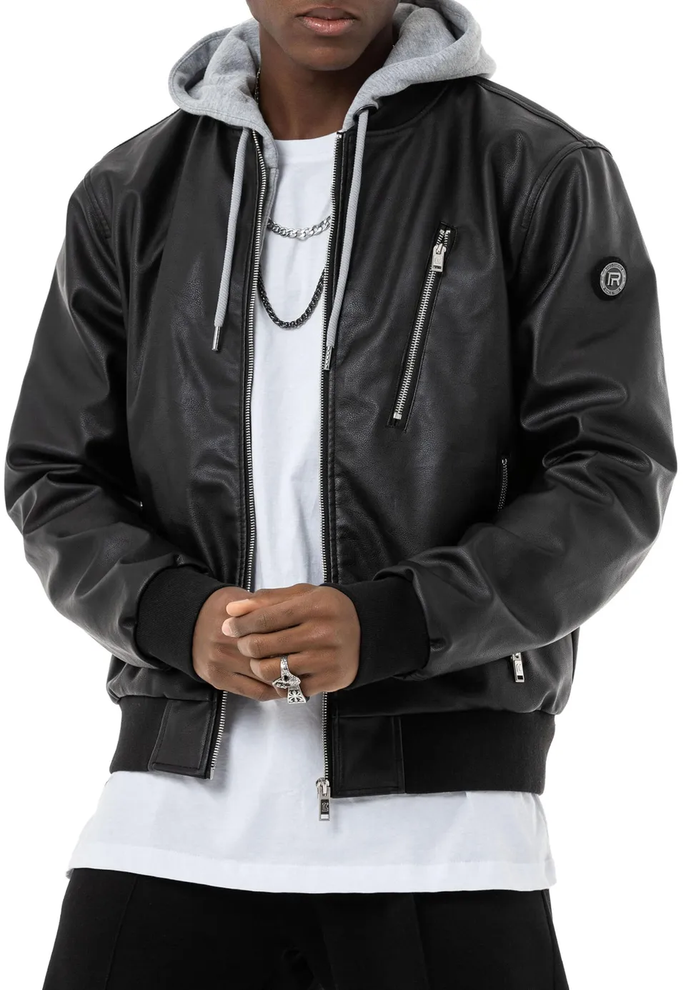 redbridge-m6142-kunstlederjacke-mit-kapuze-gr-m-schwarz image 1