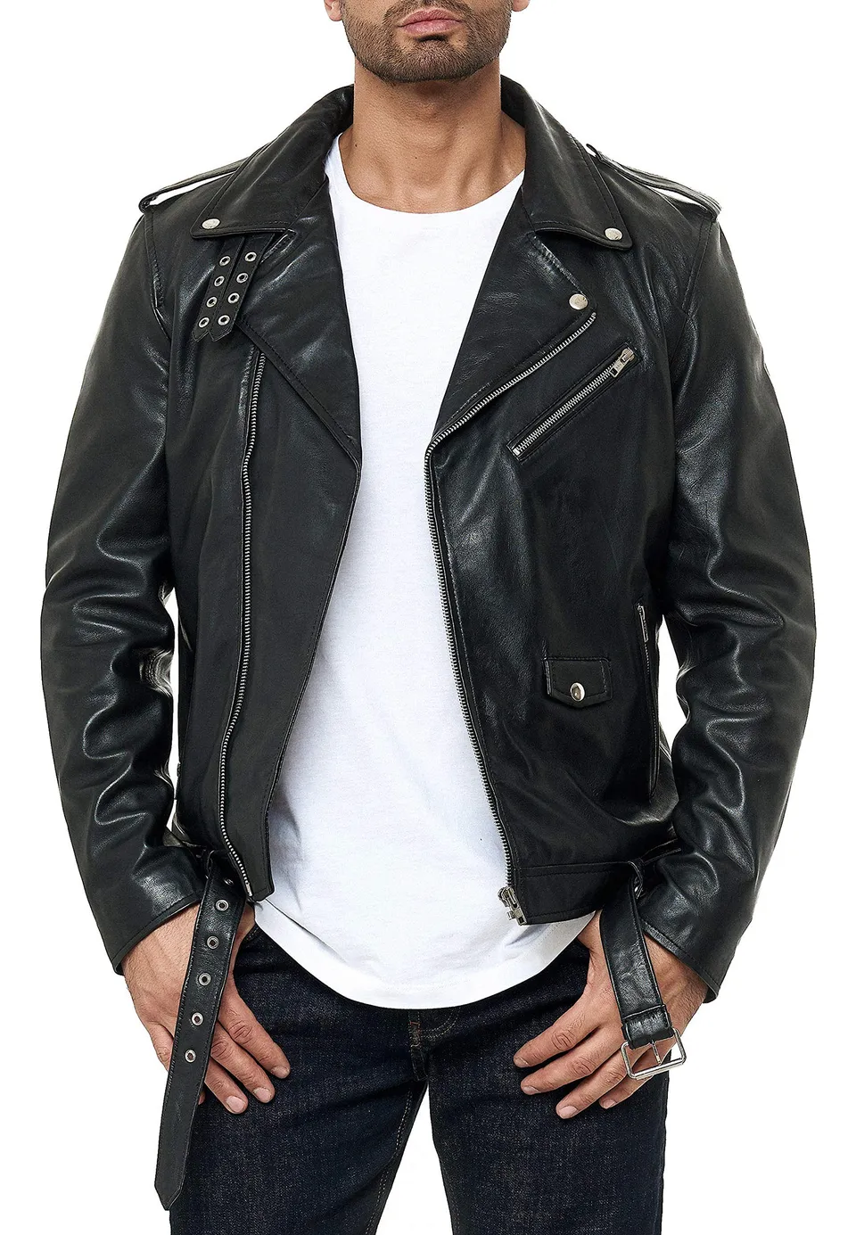 redbridge-bikerjacke-herren-echtleder-schwarz-gr-xl image 1