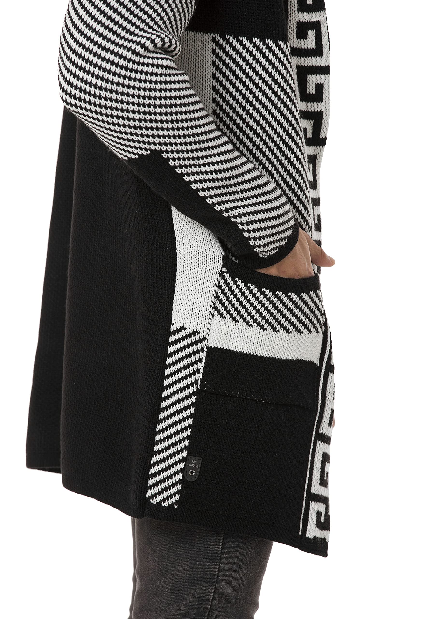 redbridge-cardigans-strickjacke-m3644-kapuze-schwarz-wei-lang image 6