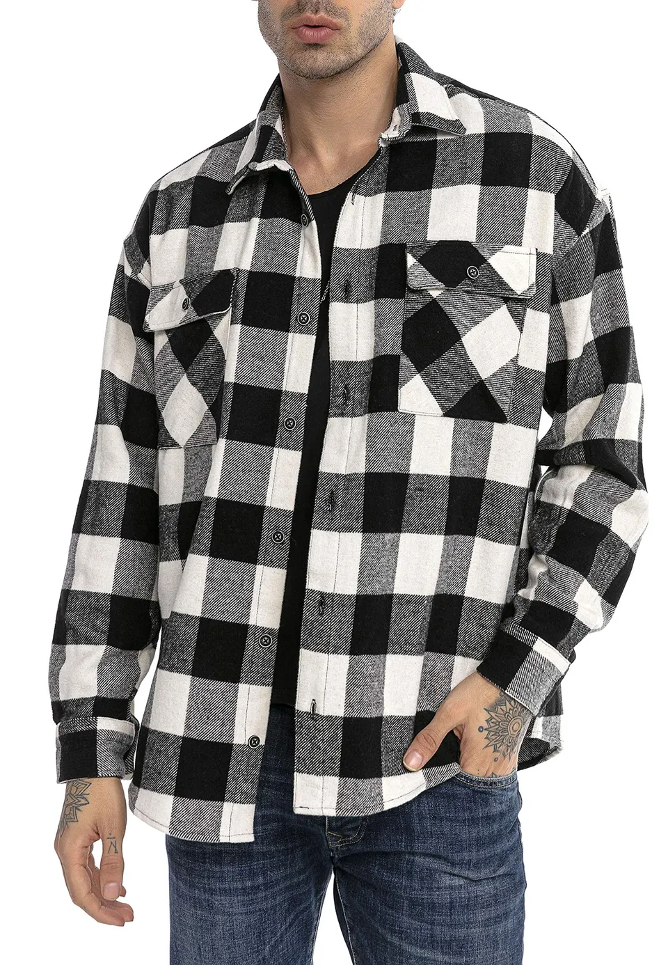 redbridge-karohemd-herren-holzf-llerhemd-schwarz-wei-gr-l image 1