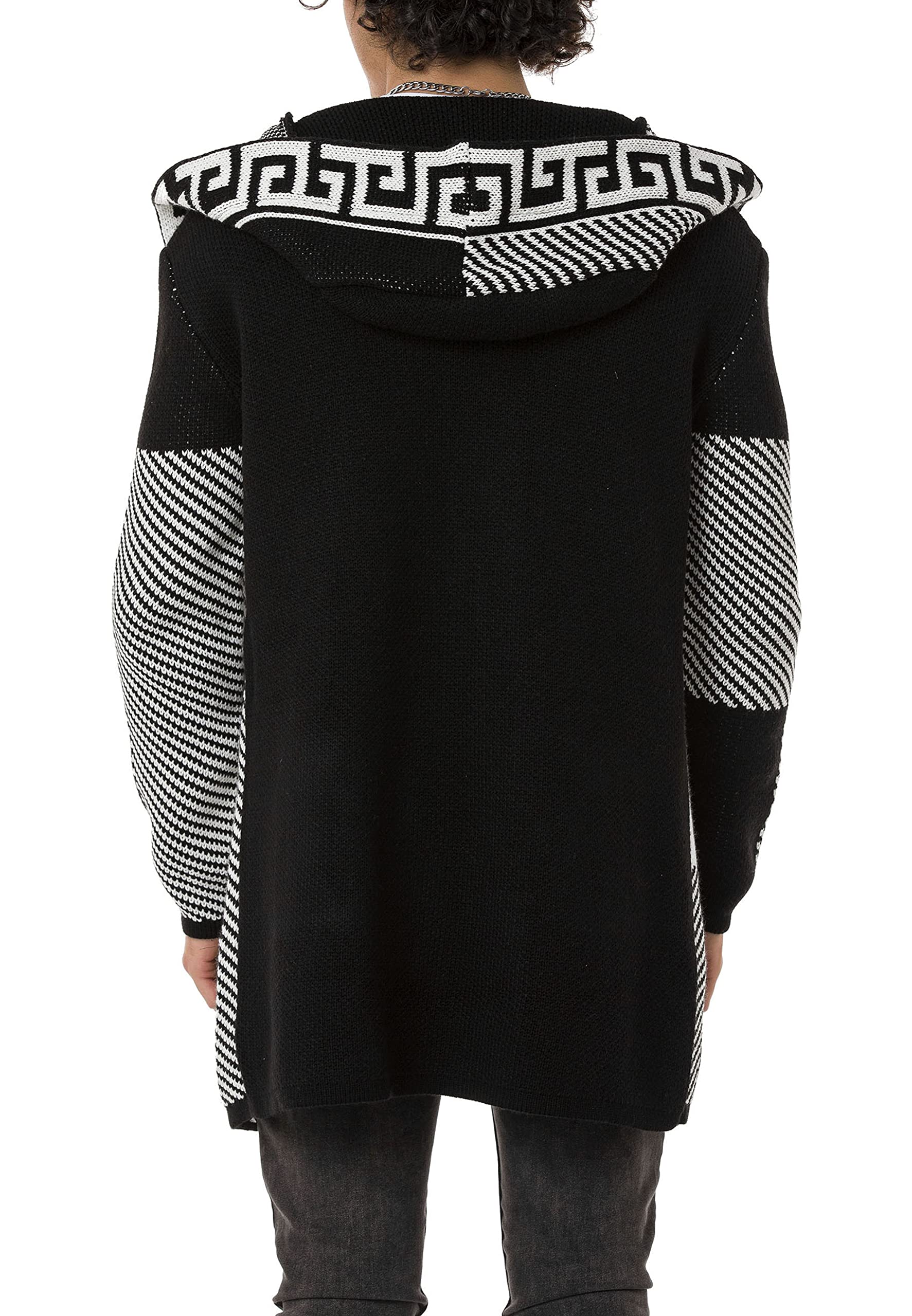 redbridge-cardigans-strickjacke-m3644-kapuze-schwarz-wei-lang image 5