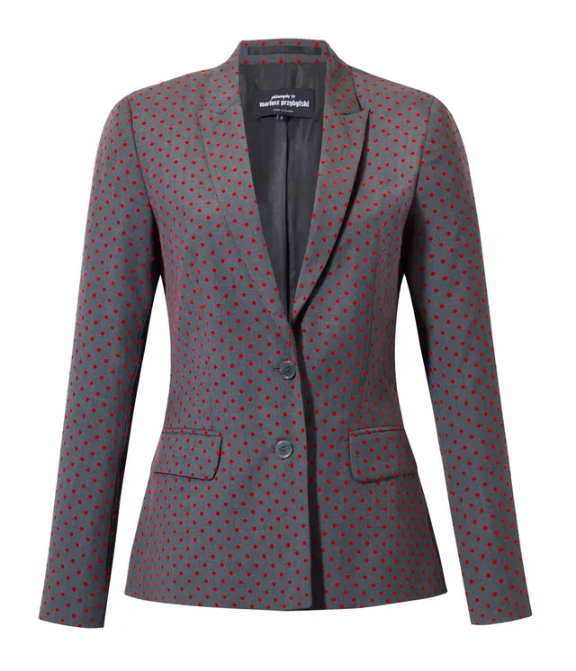 mariusz-przybylski-blazer-rote-punkte-damen-jackett image 1