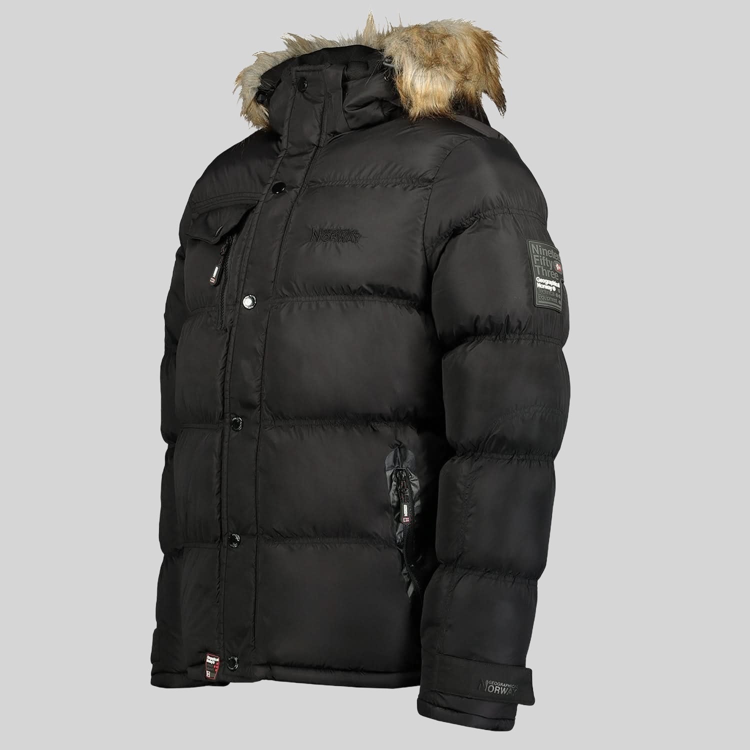 geographical-norway-bonap-herren-steppjacke-winter-schwarz-fellkapuze image 4