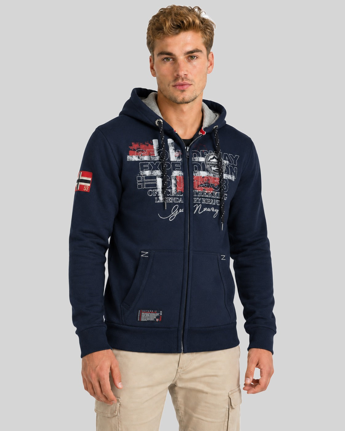 geographical-norway-gutta-herren-sweatjacke-hellgrau-mit-kapuze image 5