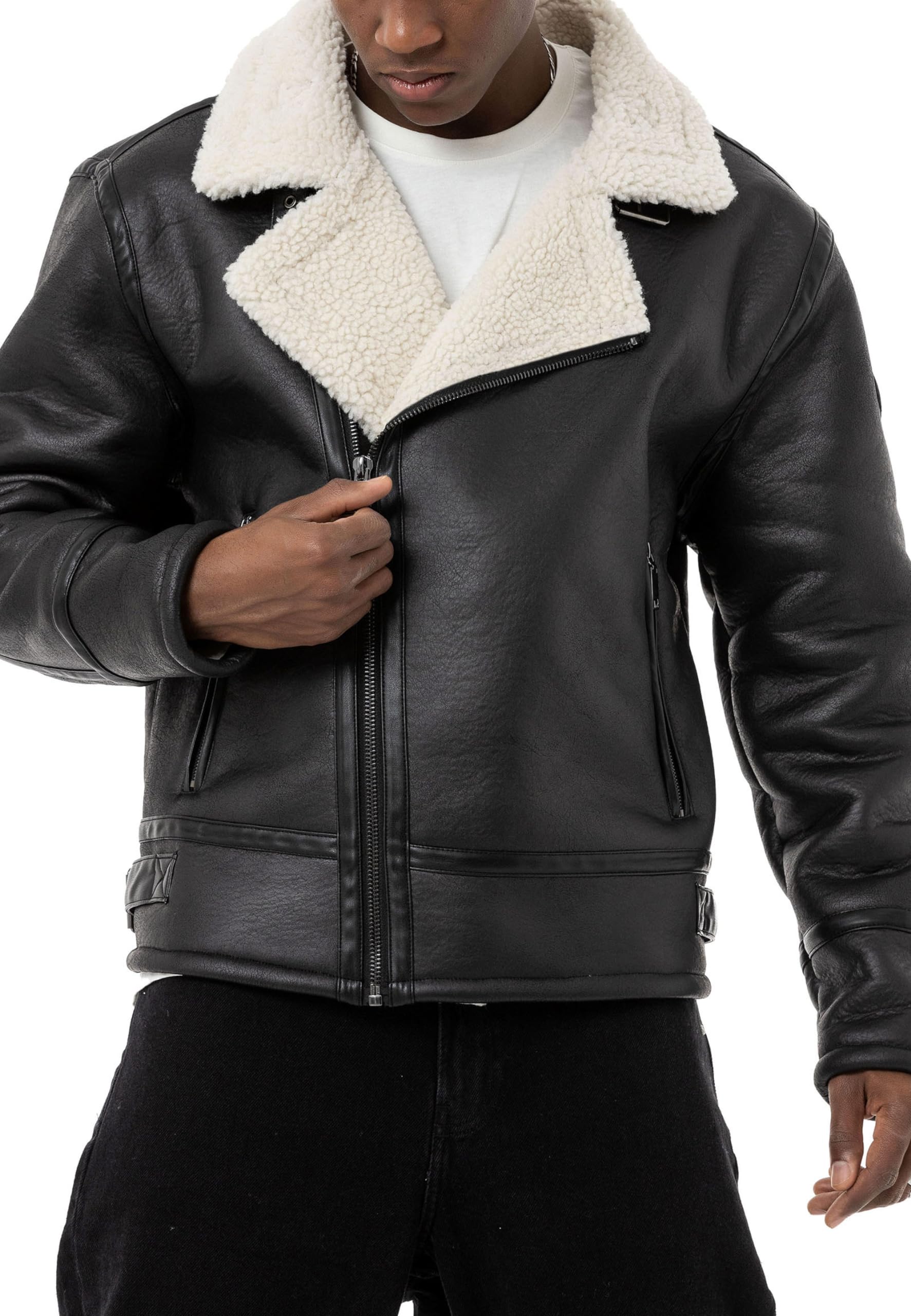 redbridge-balboa-fliegerjacke-kunstleder-herren-fellkragen image 4