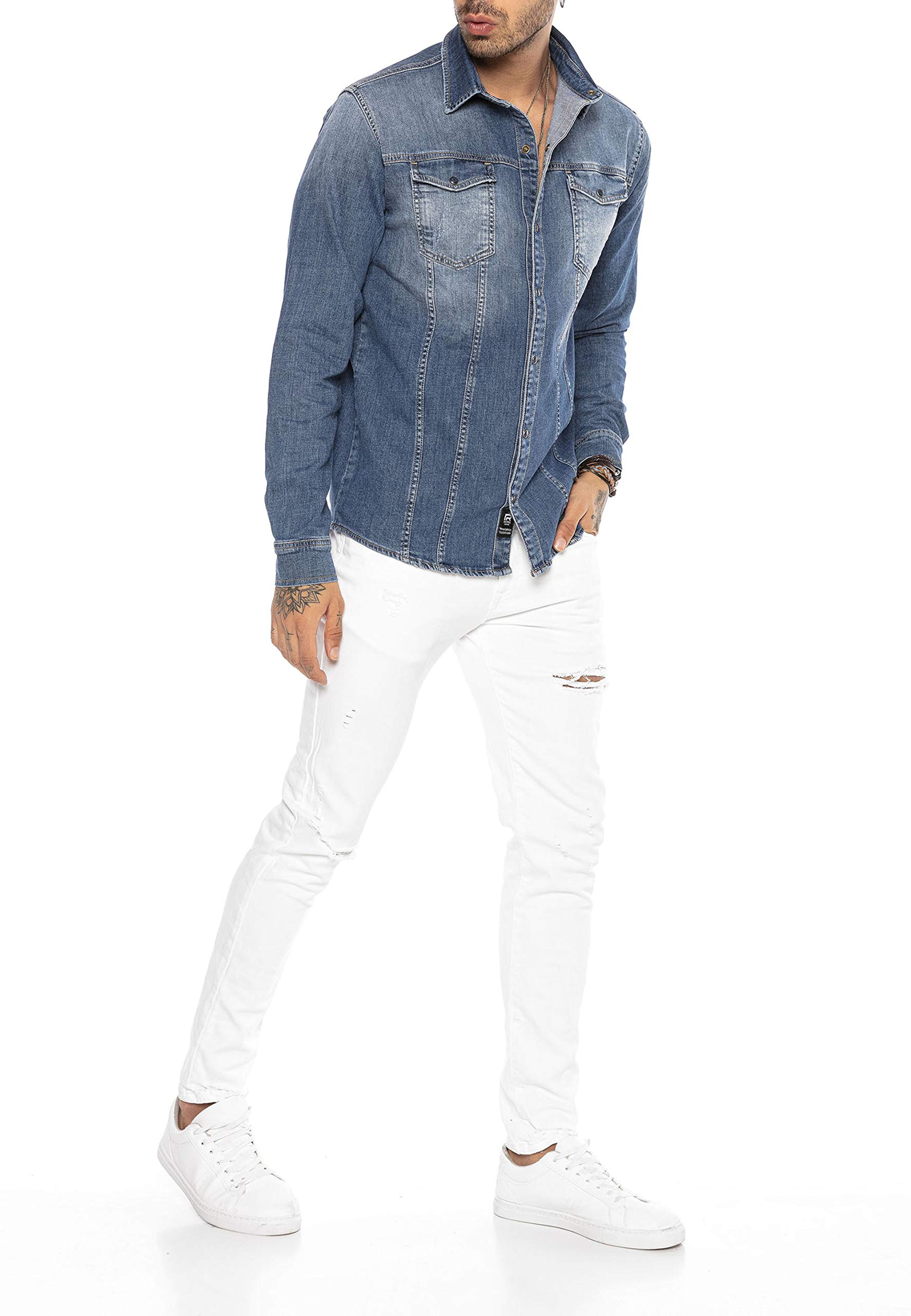 redbridge-premium-denim-jeanshemd-herren-s-dunkelblau image 5