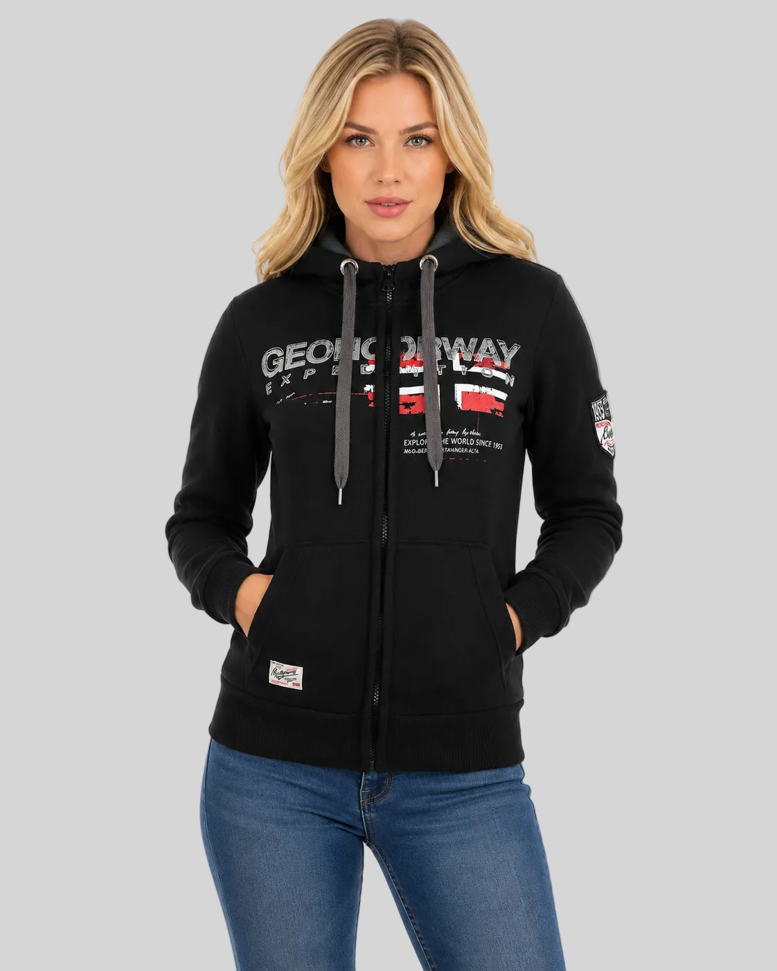 geographical-norway-gisland-damen-sweatjacke-schwarz-kapuze image 1