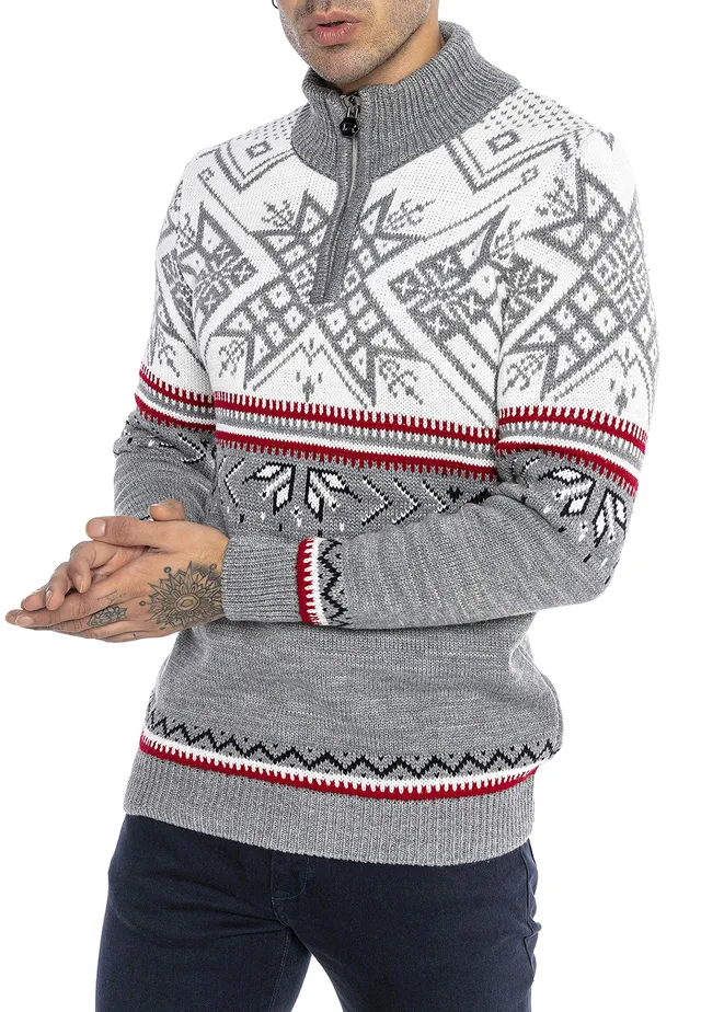 redbridge-pullover-norweger-strickpullover-stehkragen-herren image 1
