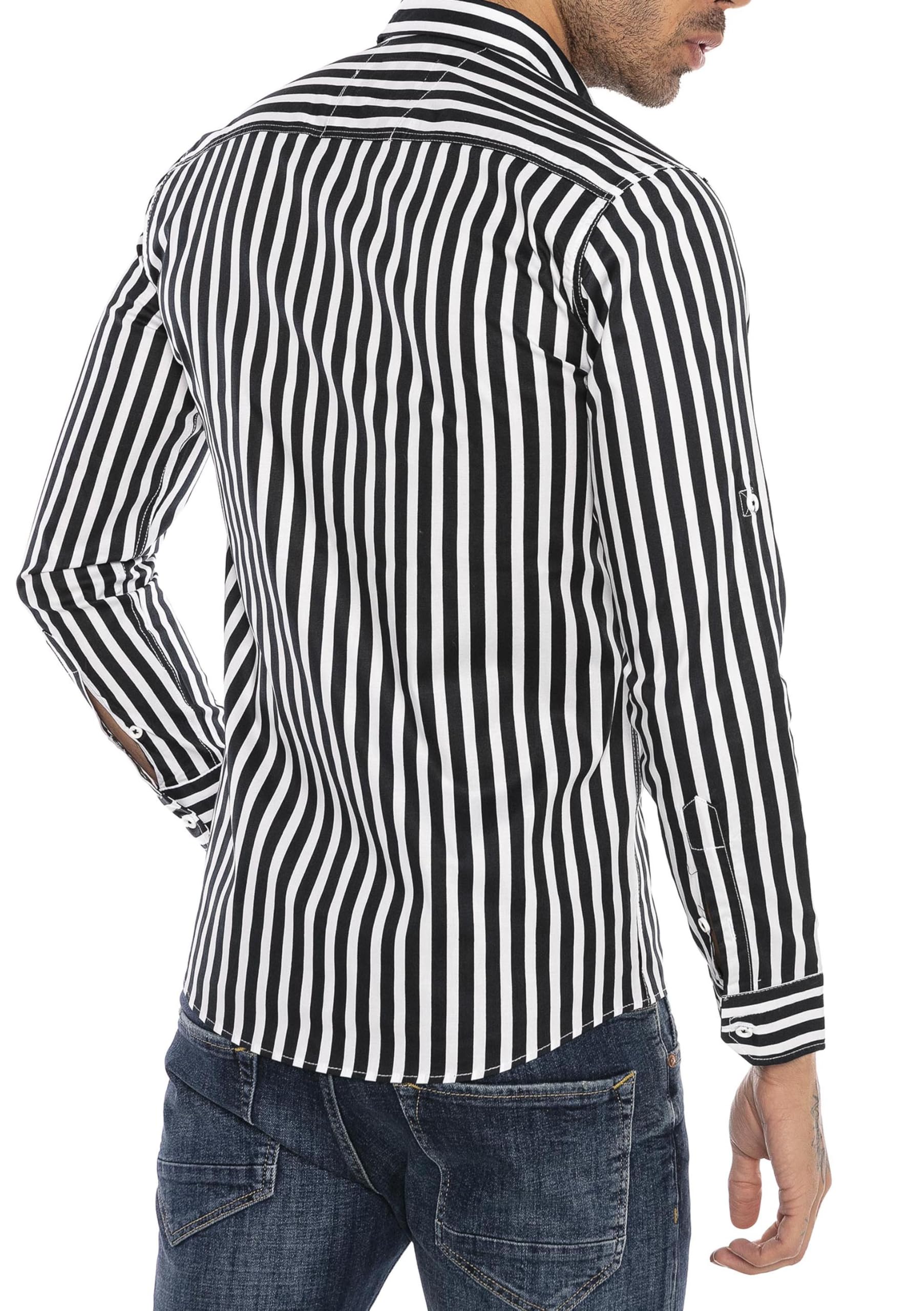redbridge-hemd-gestreift-langarm-herren-schwarz-gr-l image 2