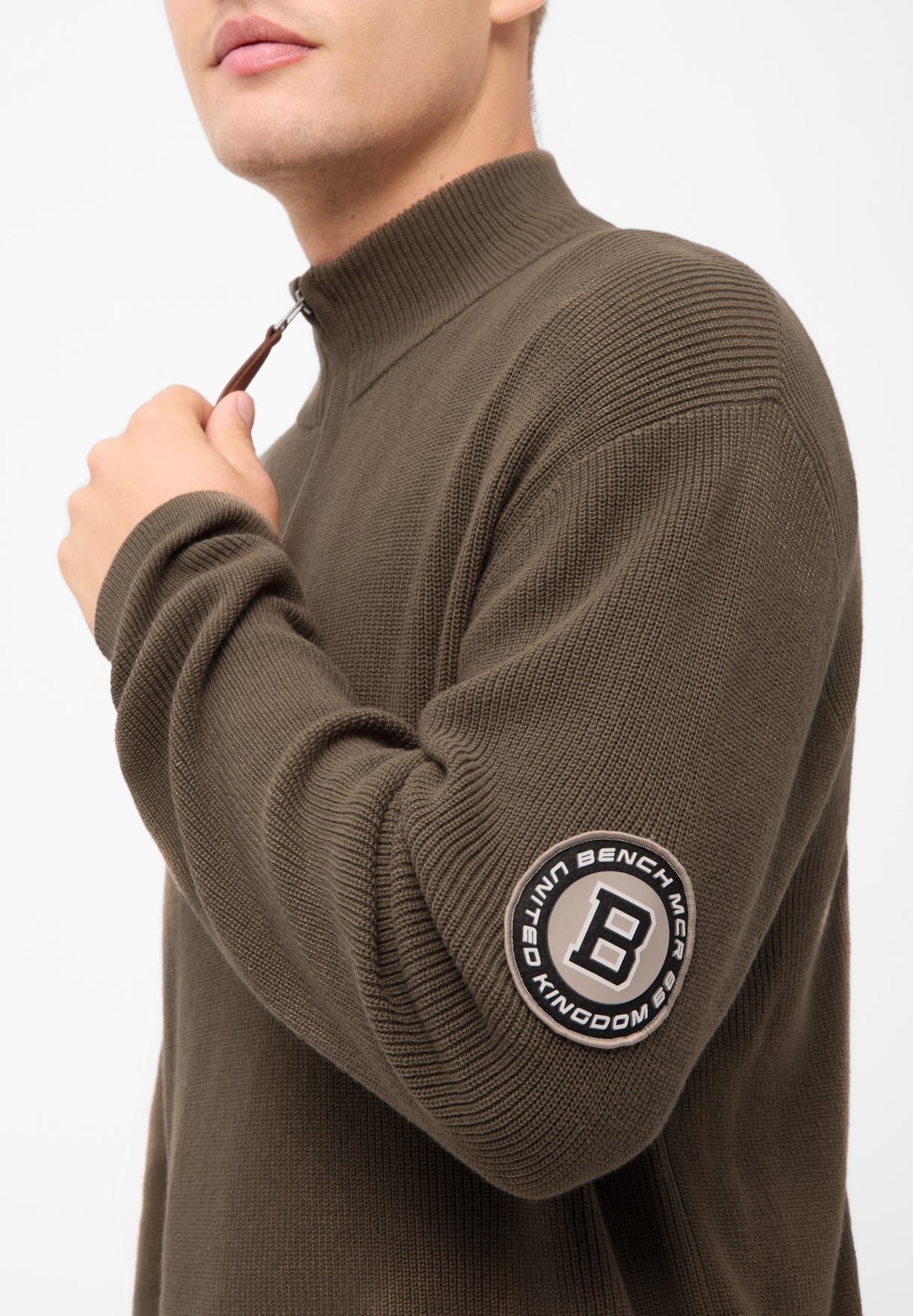 bench-alvar-herren-strickpullover-rustic-brown-viertelzip image 8