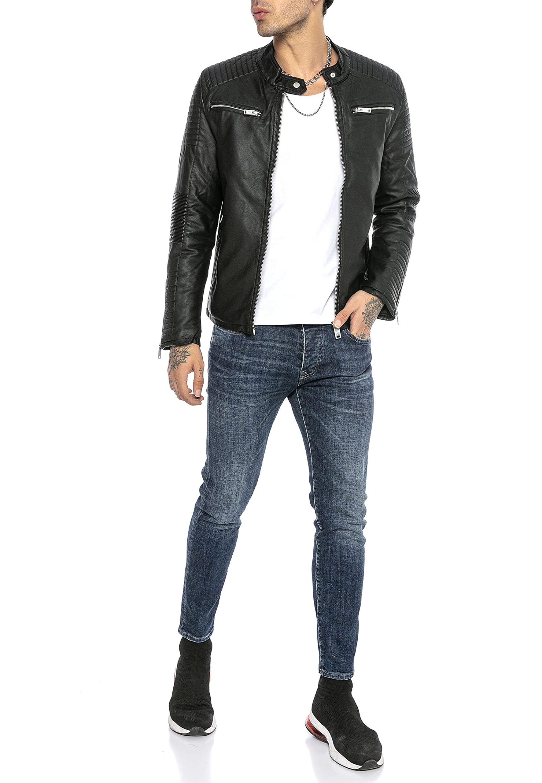 redbridge-oberbekleidung-herren-lederjacke-biker-schwarz-m image 3