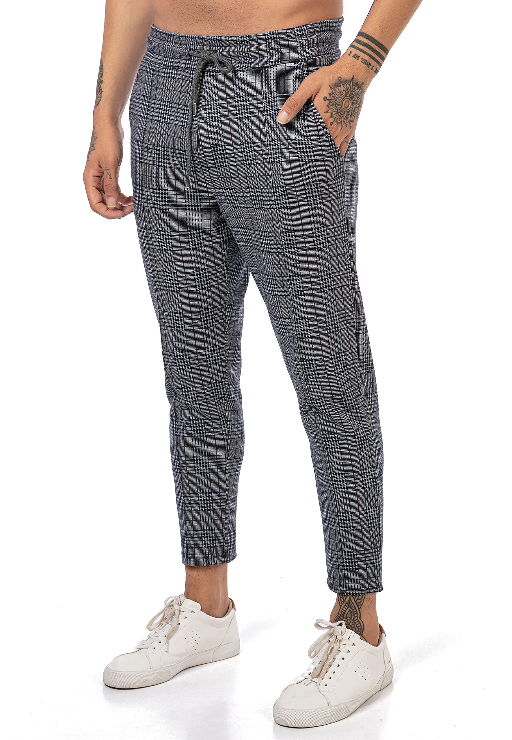 redbridge-chino-hose-herren-kariert-grau-mit-gummibund image 8