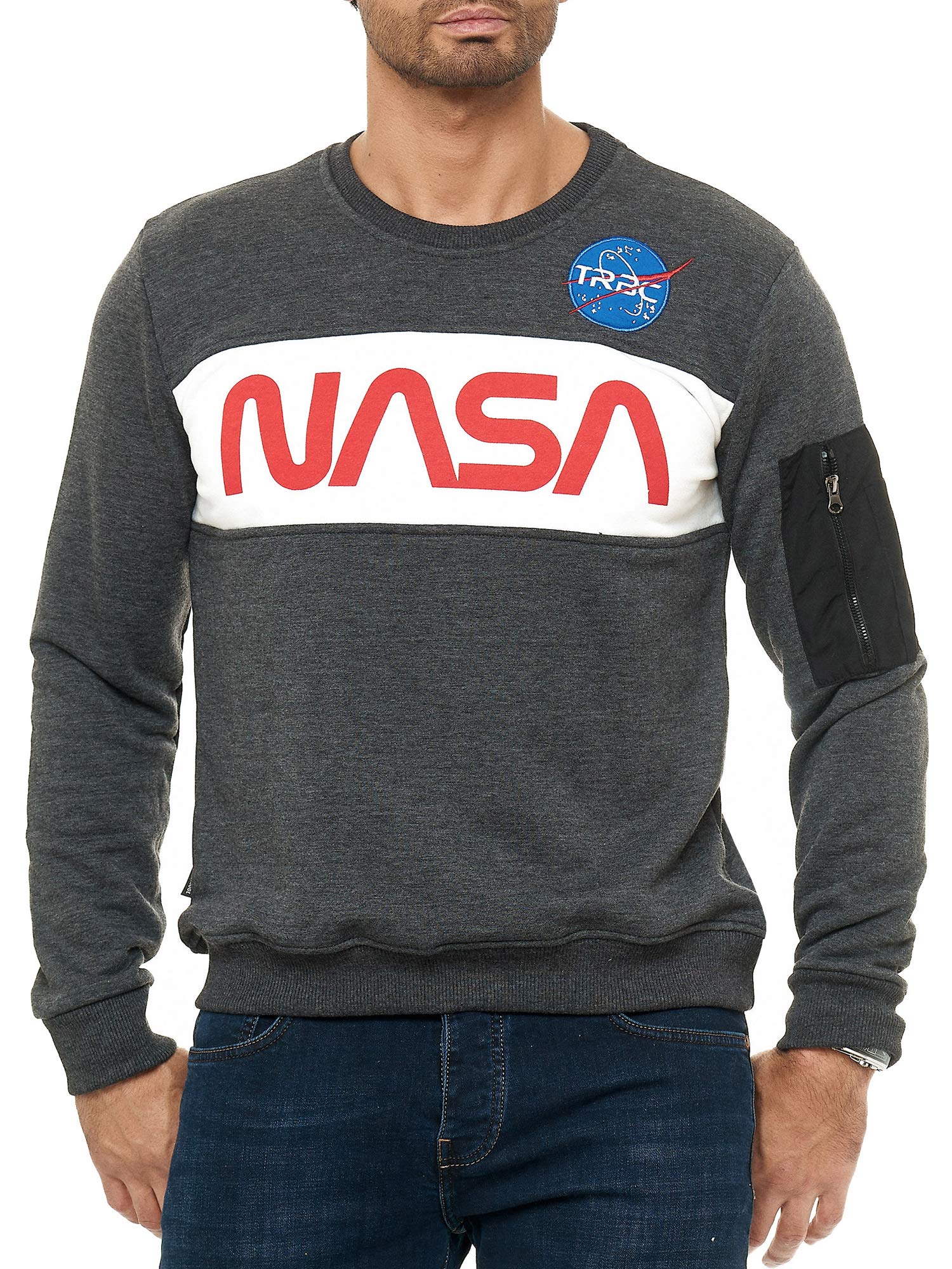 redbridge-nasa-sweatshirt-herren-schwarz-pullover-baumwolle-print image 1