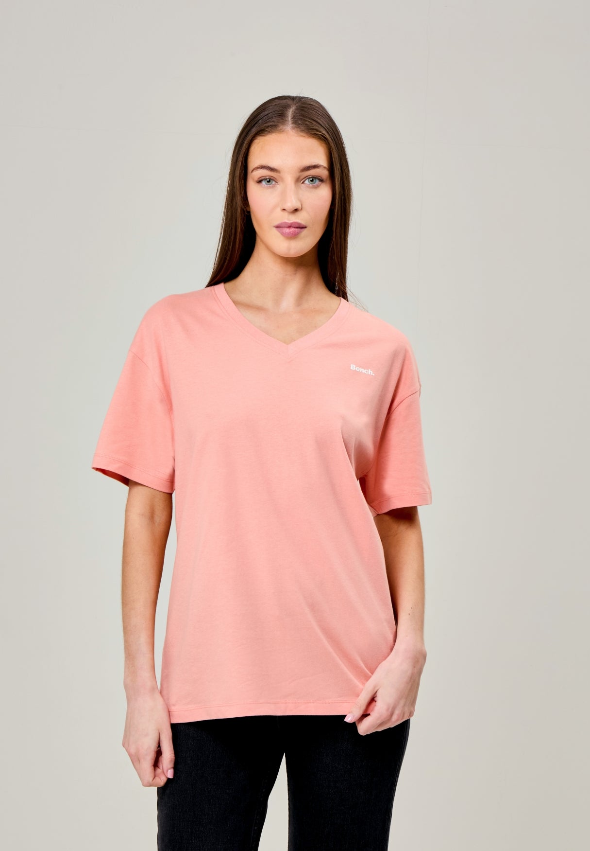 bench-haizel-t-shirt-damen-coral-oversized-v-ausschnitt image 7