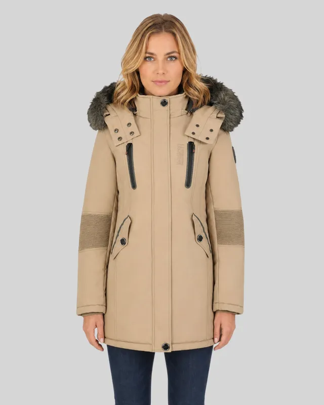 geographical-norway-coraly-parka-damen-schwarz-kunstfell-kapuze image 1