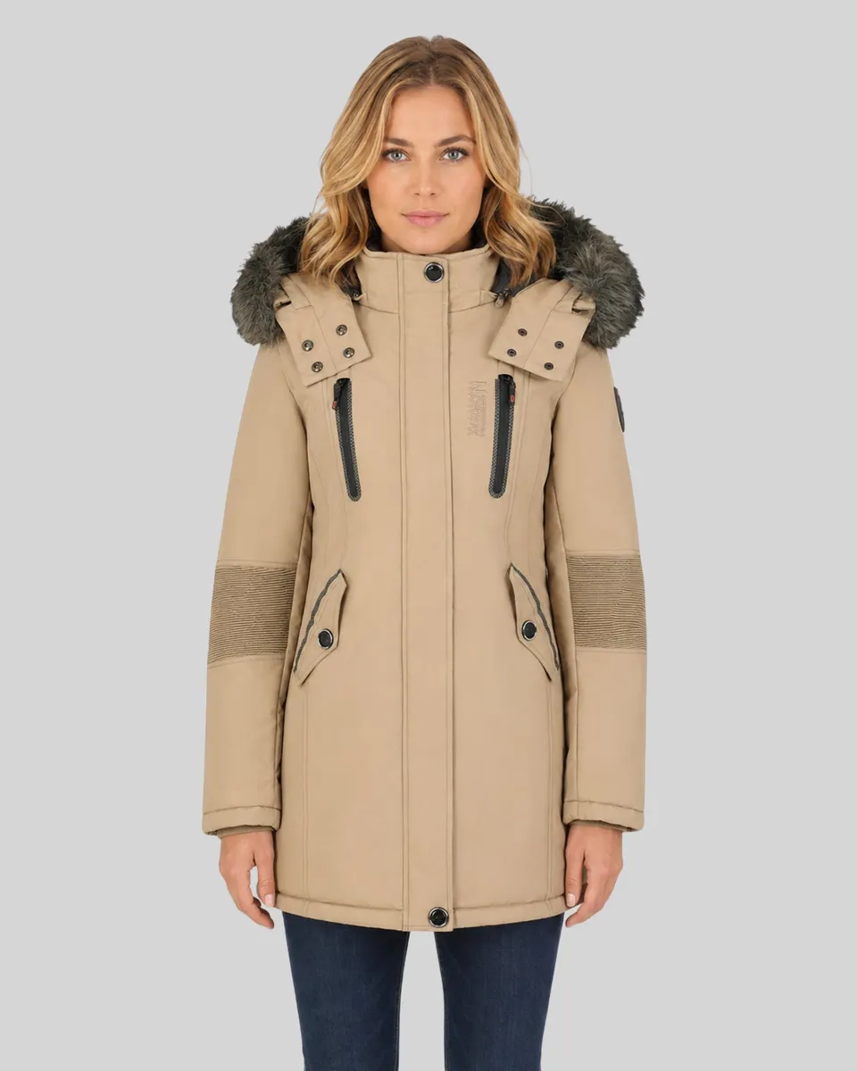 geographical-norway-coraly-parka-damen-schwarz-kunstfell-kapuze image 1
